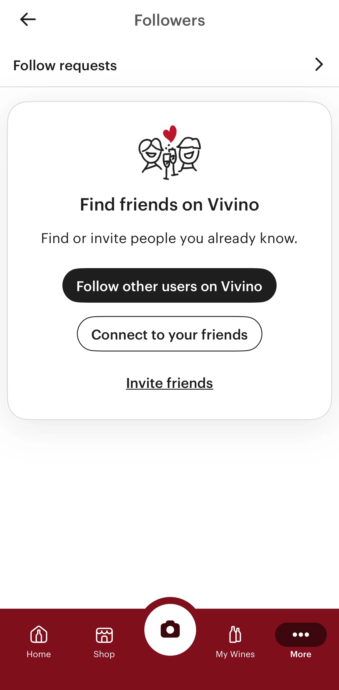 Vivino Screen screen in the Following a profile flow