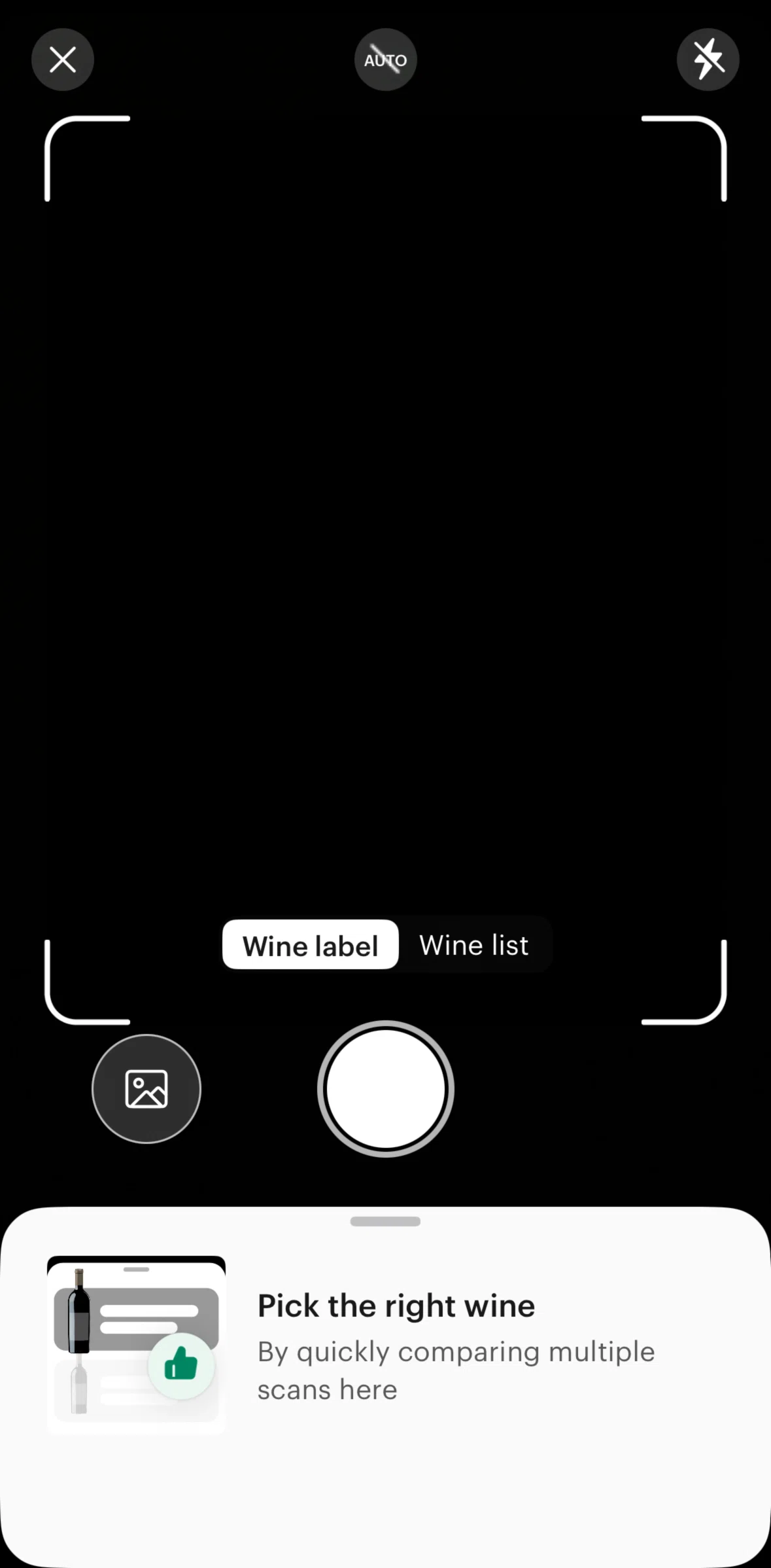 Vivino Screen screen in the Recent scans flow