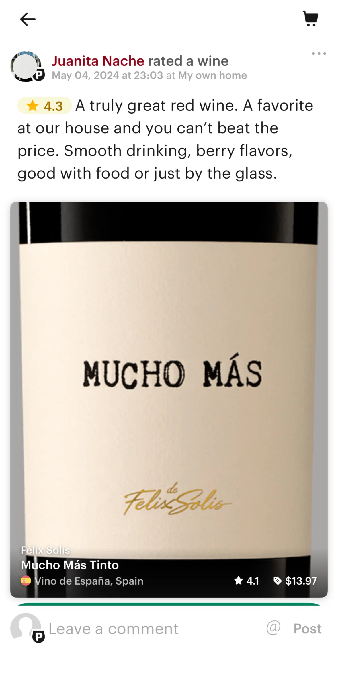 Vivino Screen screen in the Reporting a comment flow