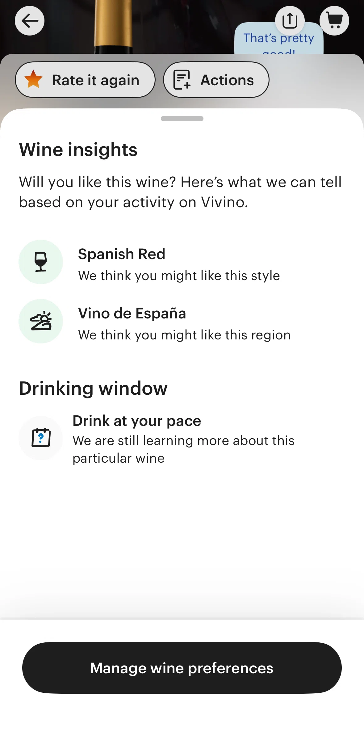 Vivino Screen screen in the Wine preferences flow
