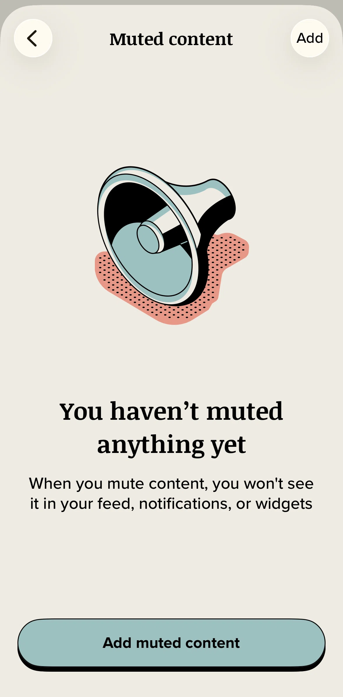 Vocabulary Screen screen in the Adding a muted content flow
