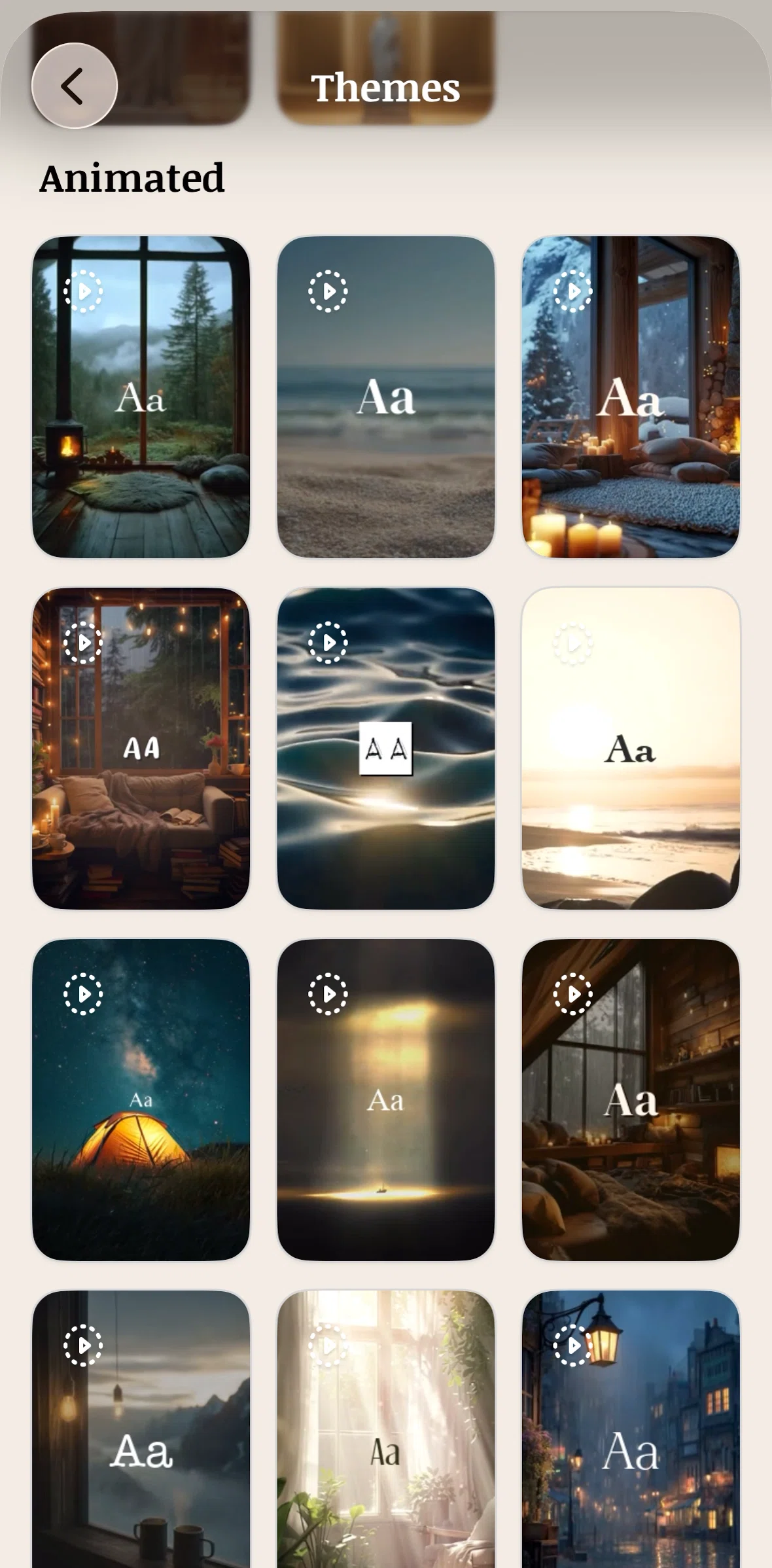 Vocabulary Screen screen in the Changing a theme flow