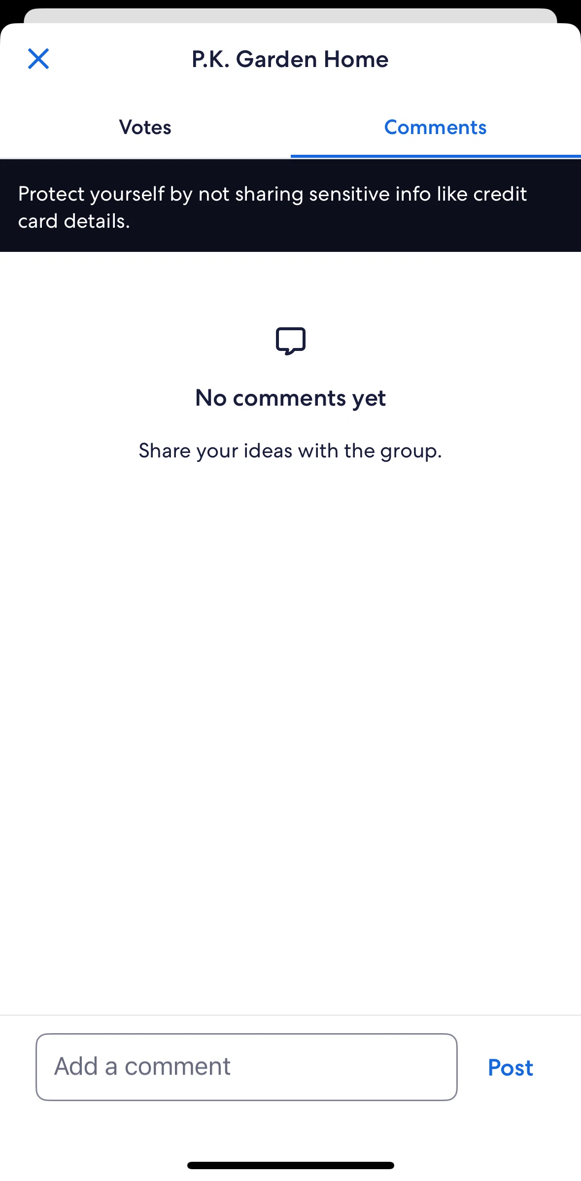 Vrbo Screen screen in the Adding a comment flow