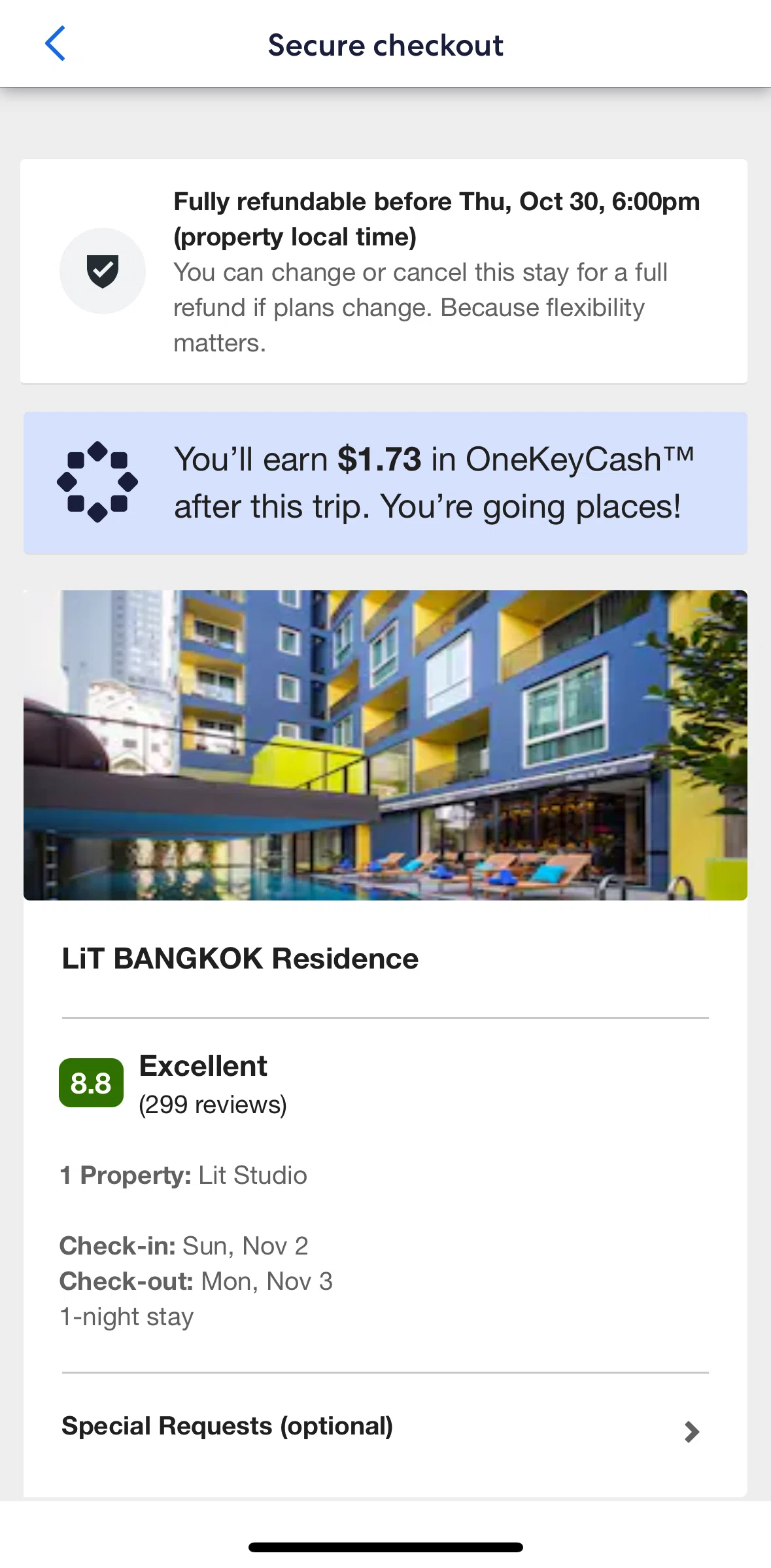 Vrbo Screen screen in the Adding special requests flow