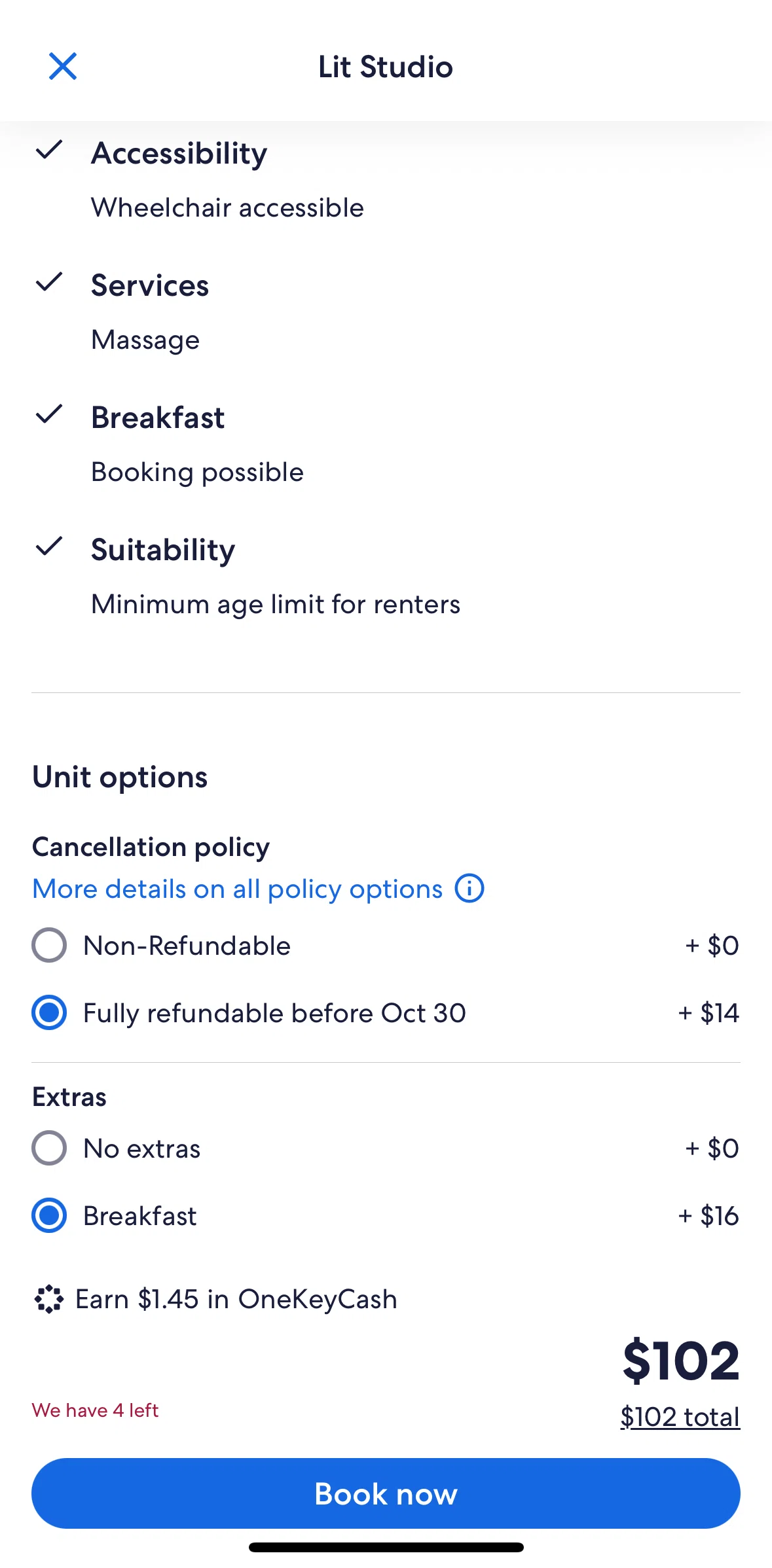 Vrbo Screen screen in the Book a unit flow