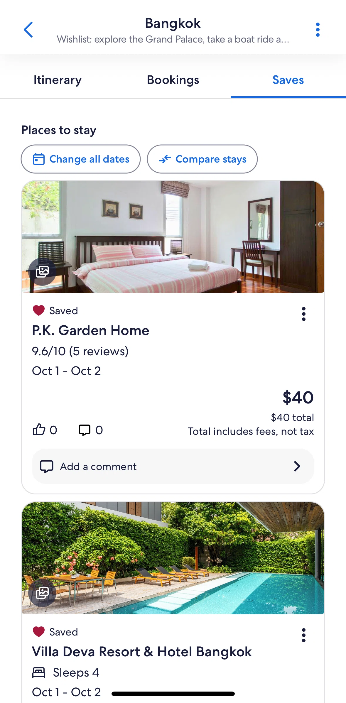 Vrbo Screen screen in the Comparing stays flow