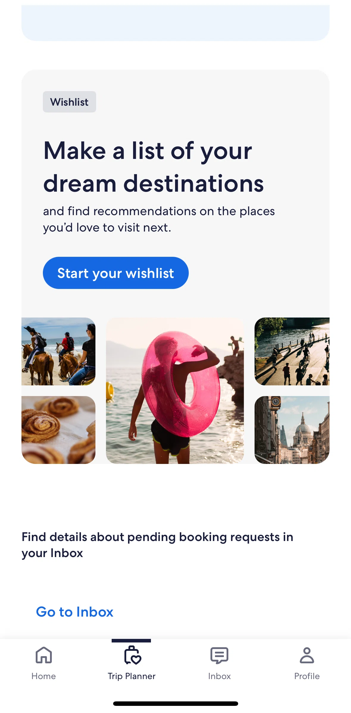Vrbo Screen screen in the Creating a wishlist flow