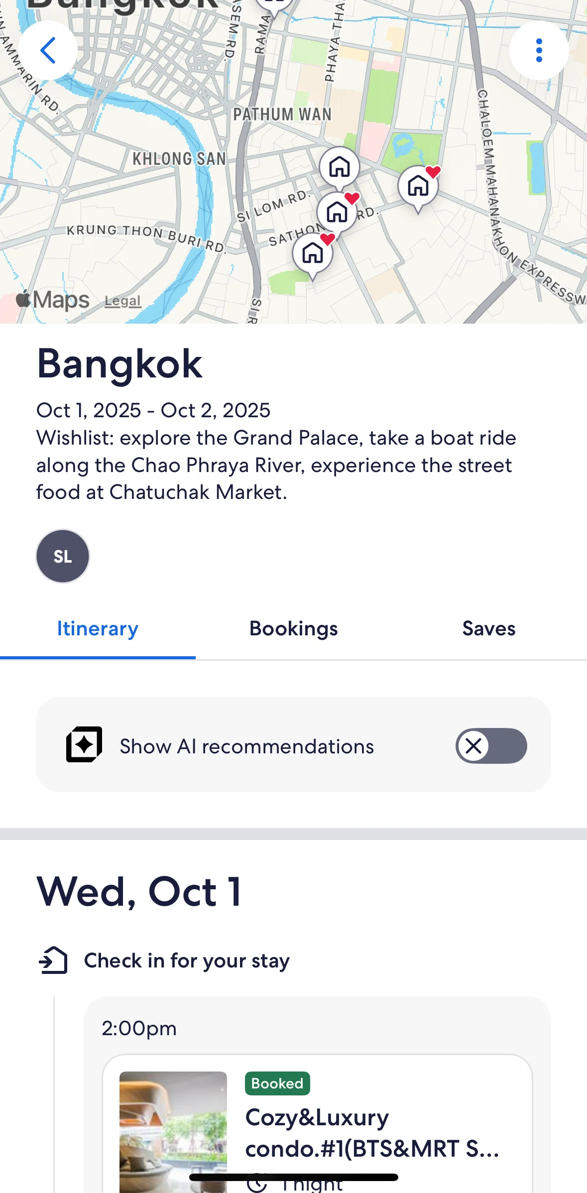 Vrbo Screen screen in the Itinerary flow