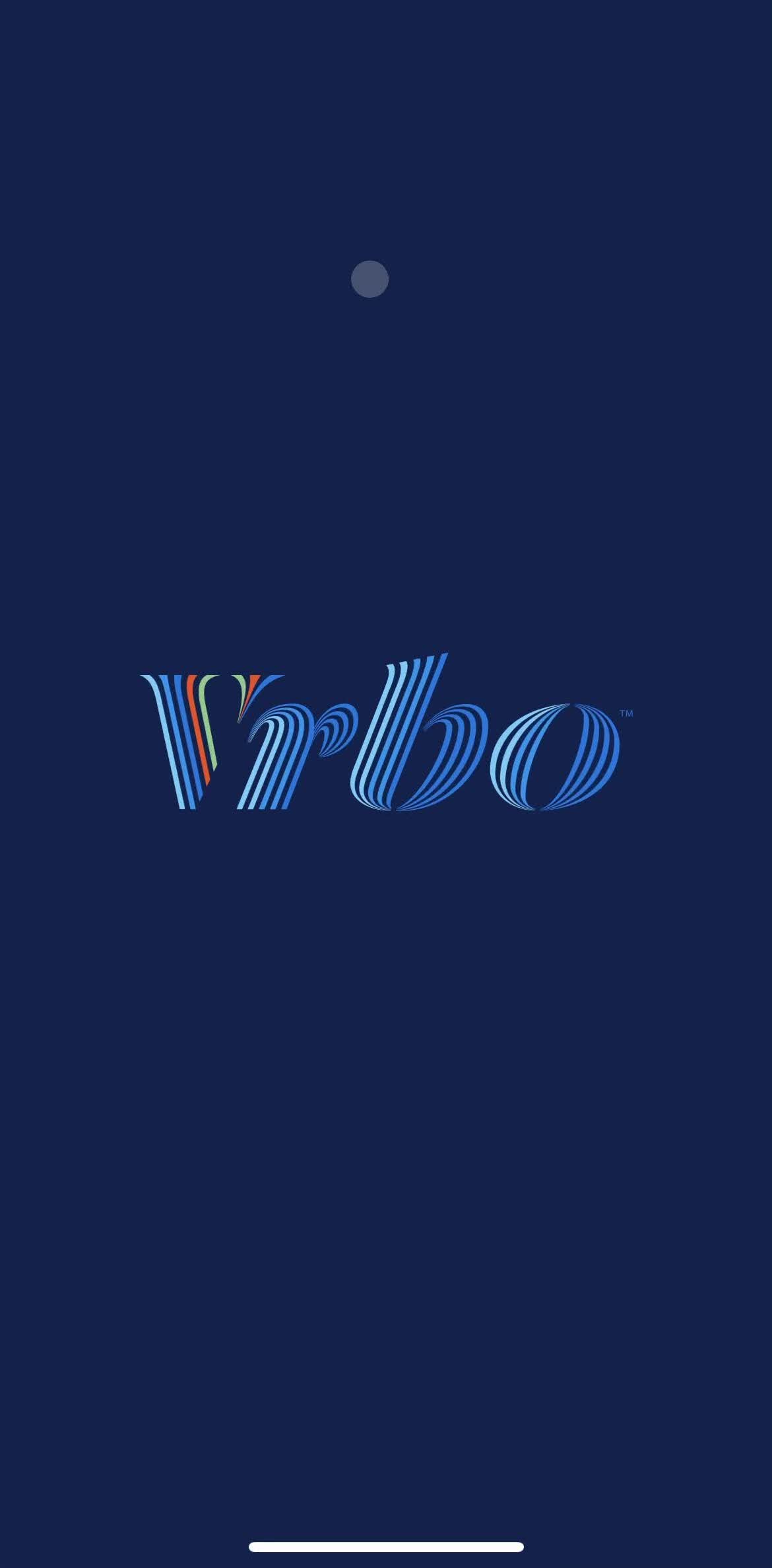 Vrbo Splash screen screen in the Onboarding flow