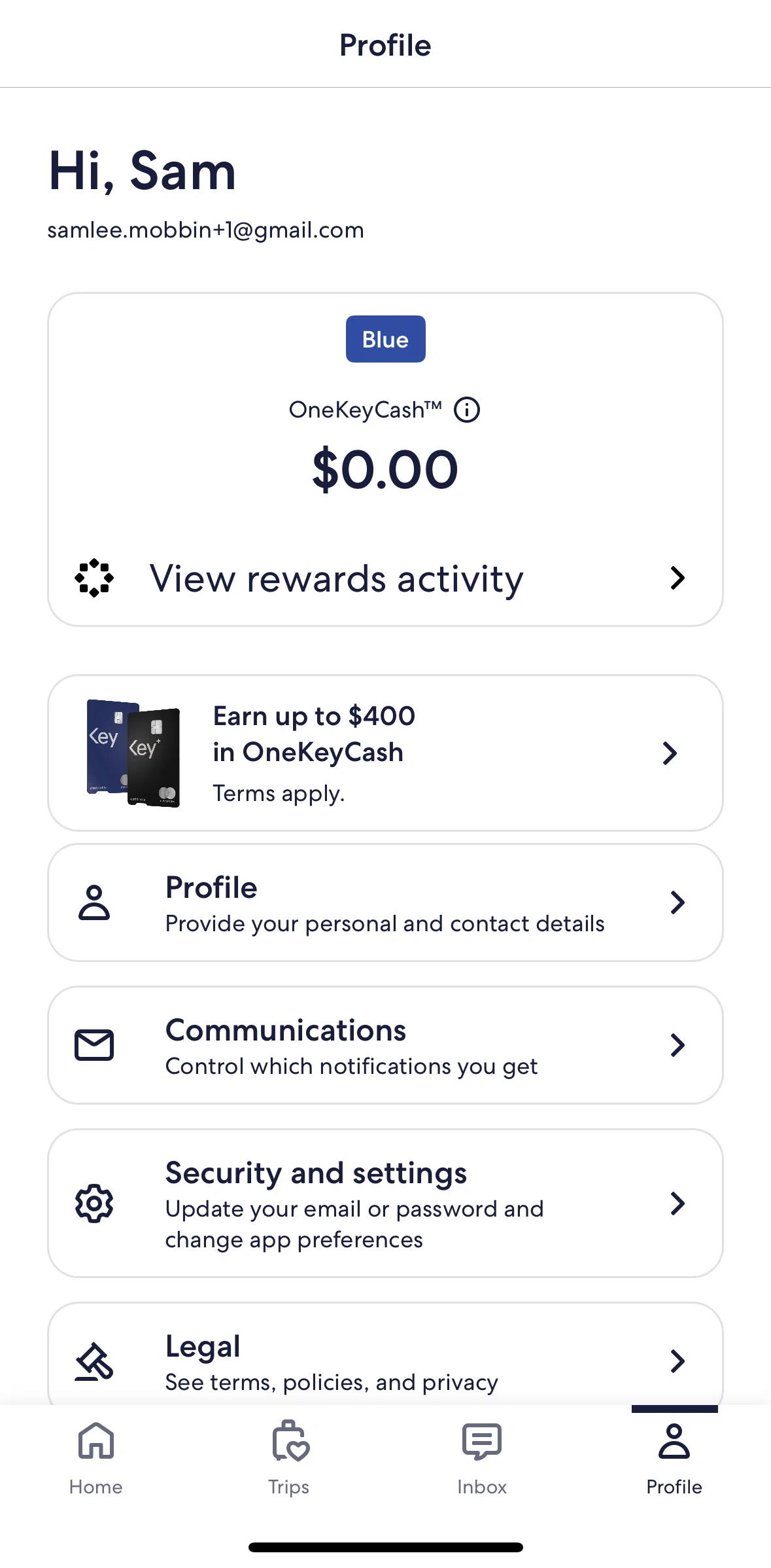 Vrbo Screen screen in the Profile settings flow