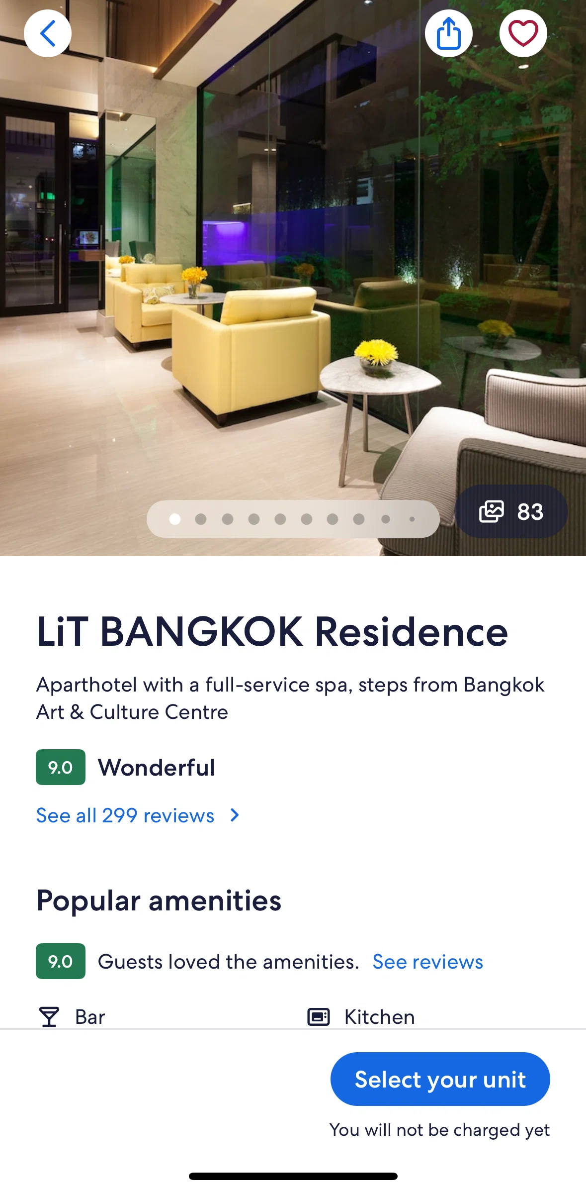 Vrbo Screen screen in the Selecting a unit flow