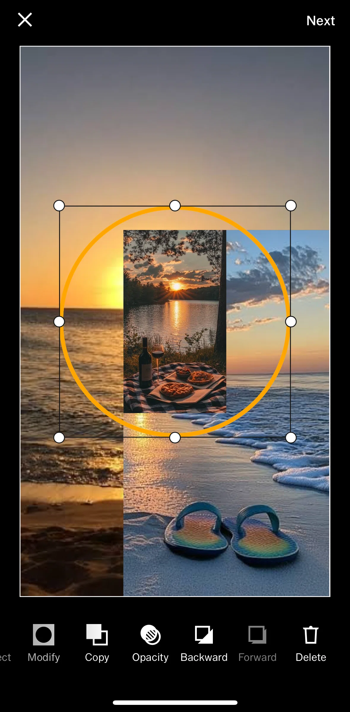 Vsco Screen screen in the Deleting a shape flow
