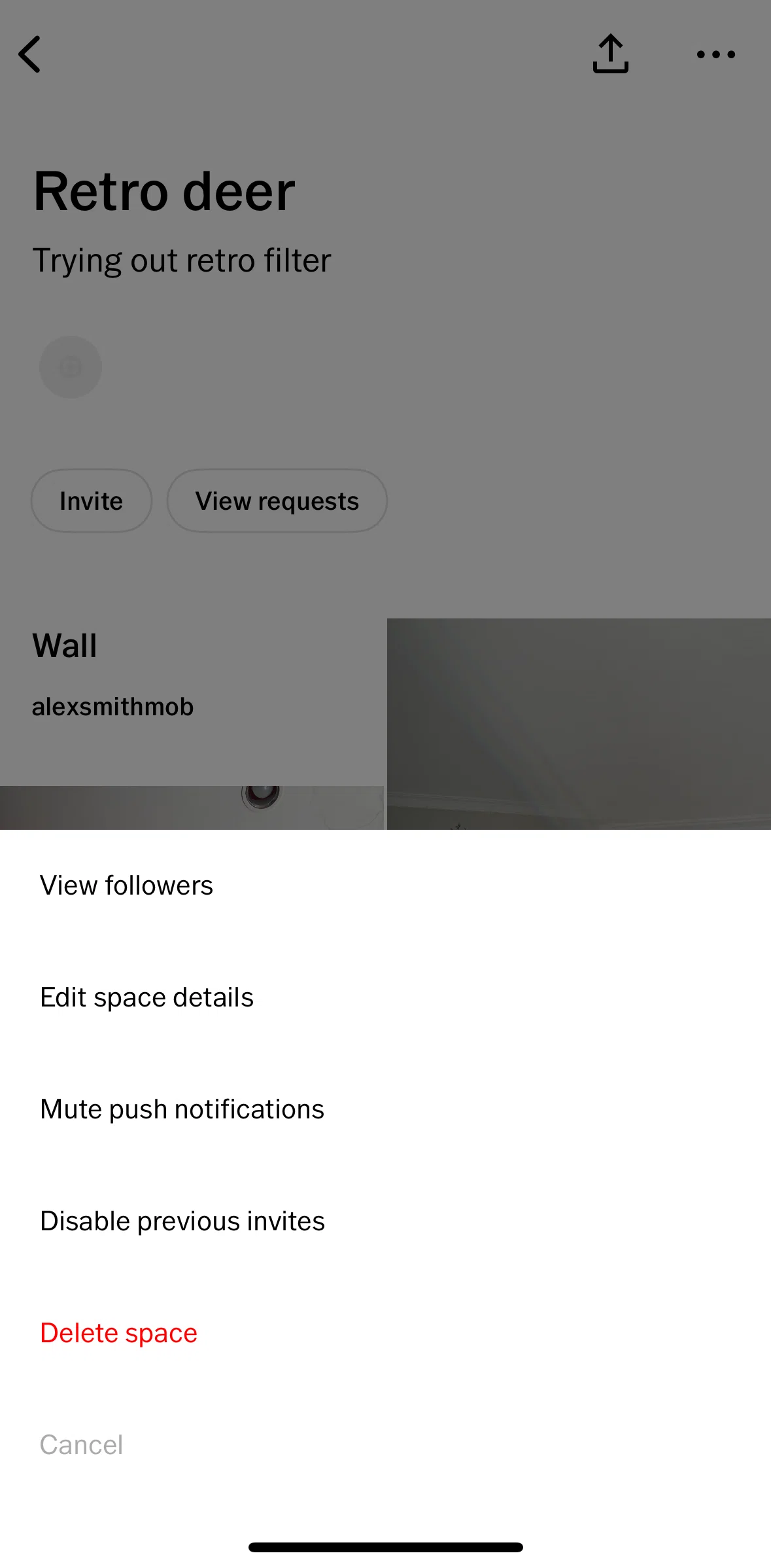 Vsco Screen screen in the Disabling previous invites flow
