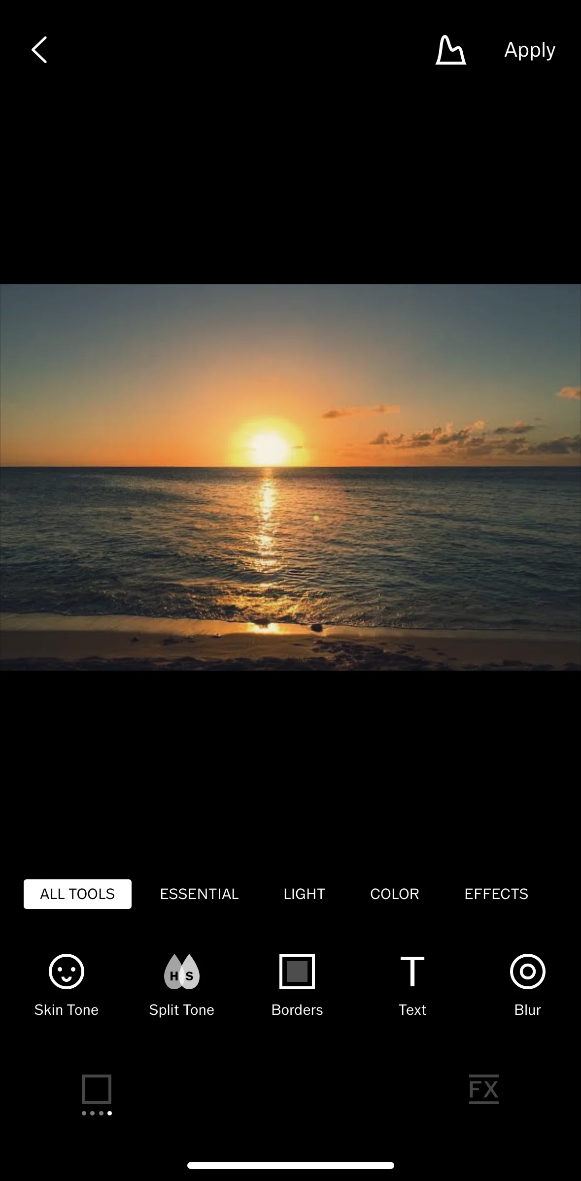Vsco Screen screen in the Editing an image (borders) flow