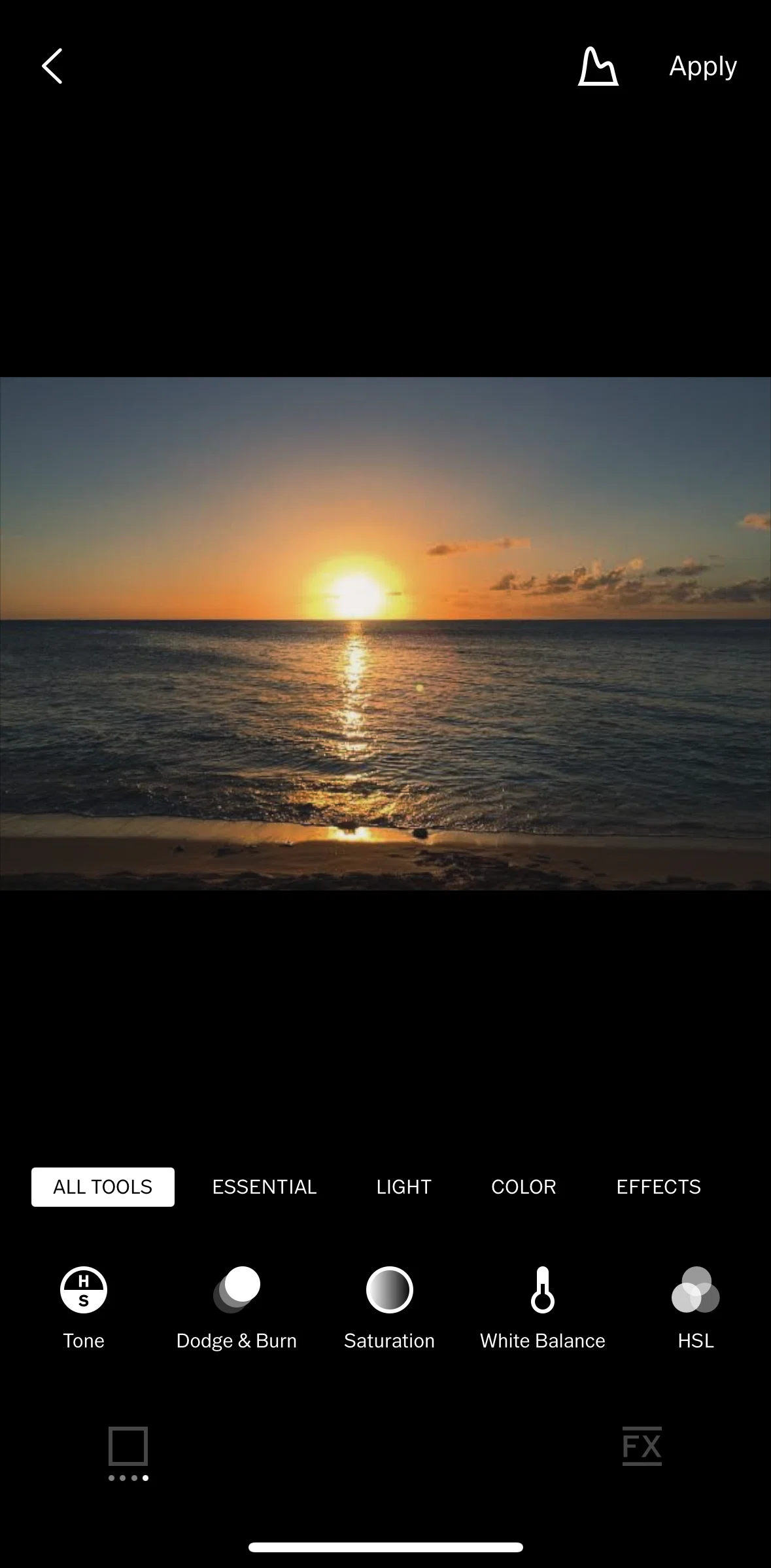 Vsco Screen screen in the Editing an image (colors) flow