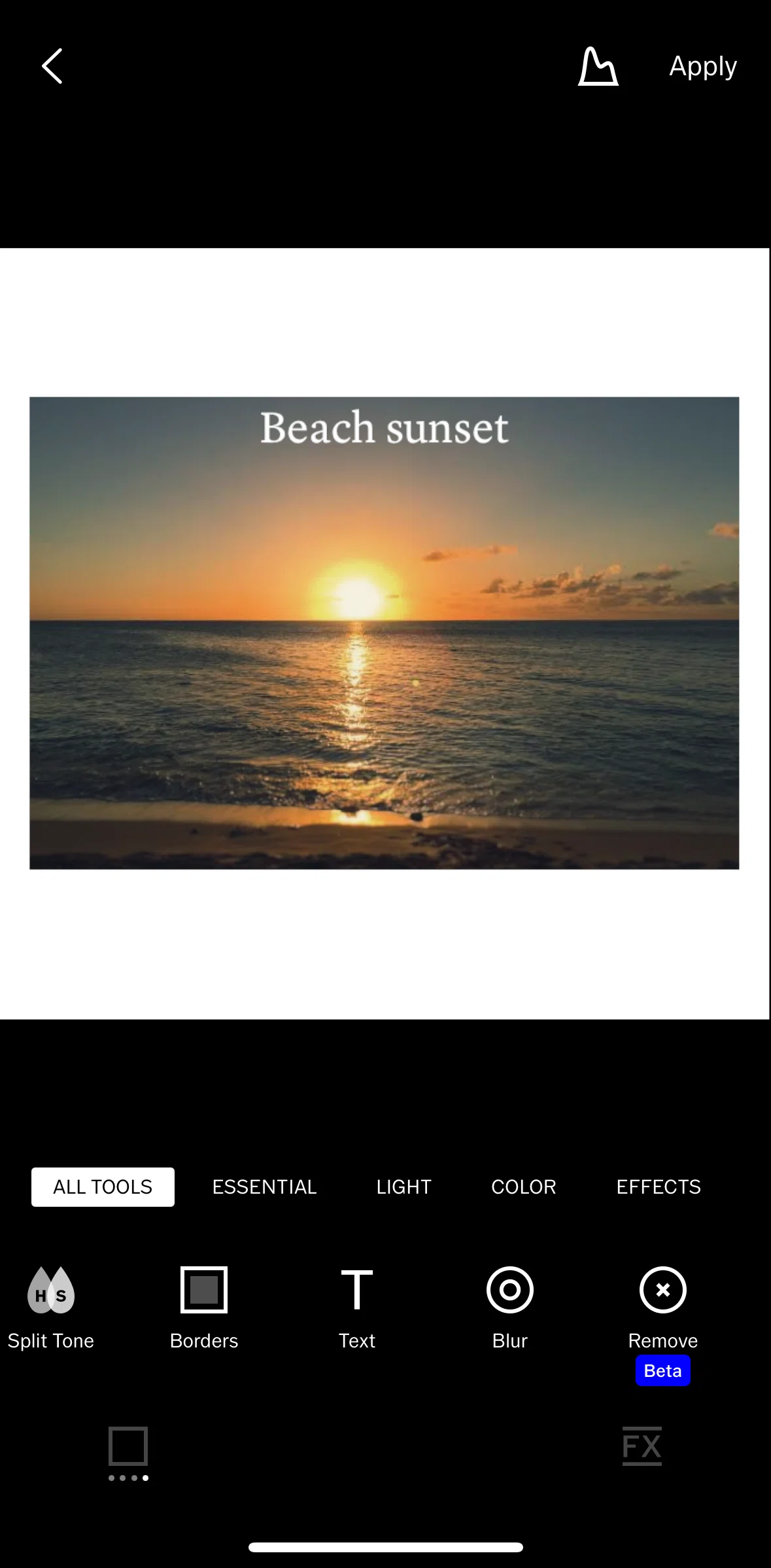 Vsco Screen screen in the Editing an image (remove) flow