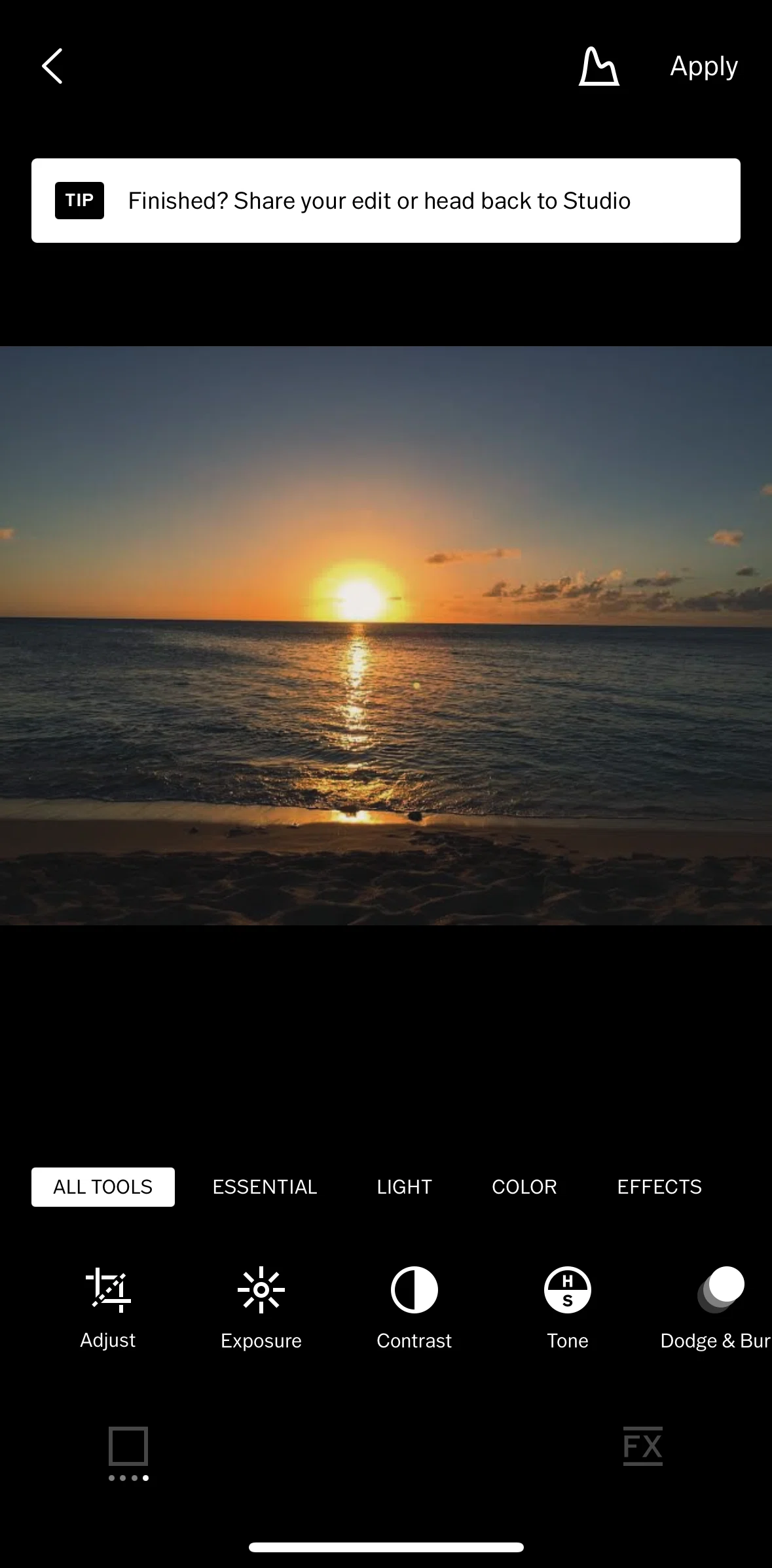 Vsco Screen screen in the Editing an image (skew) flow