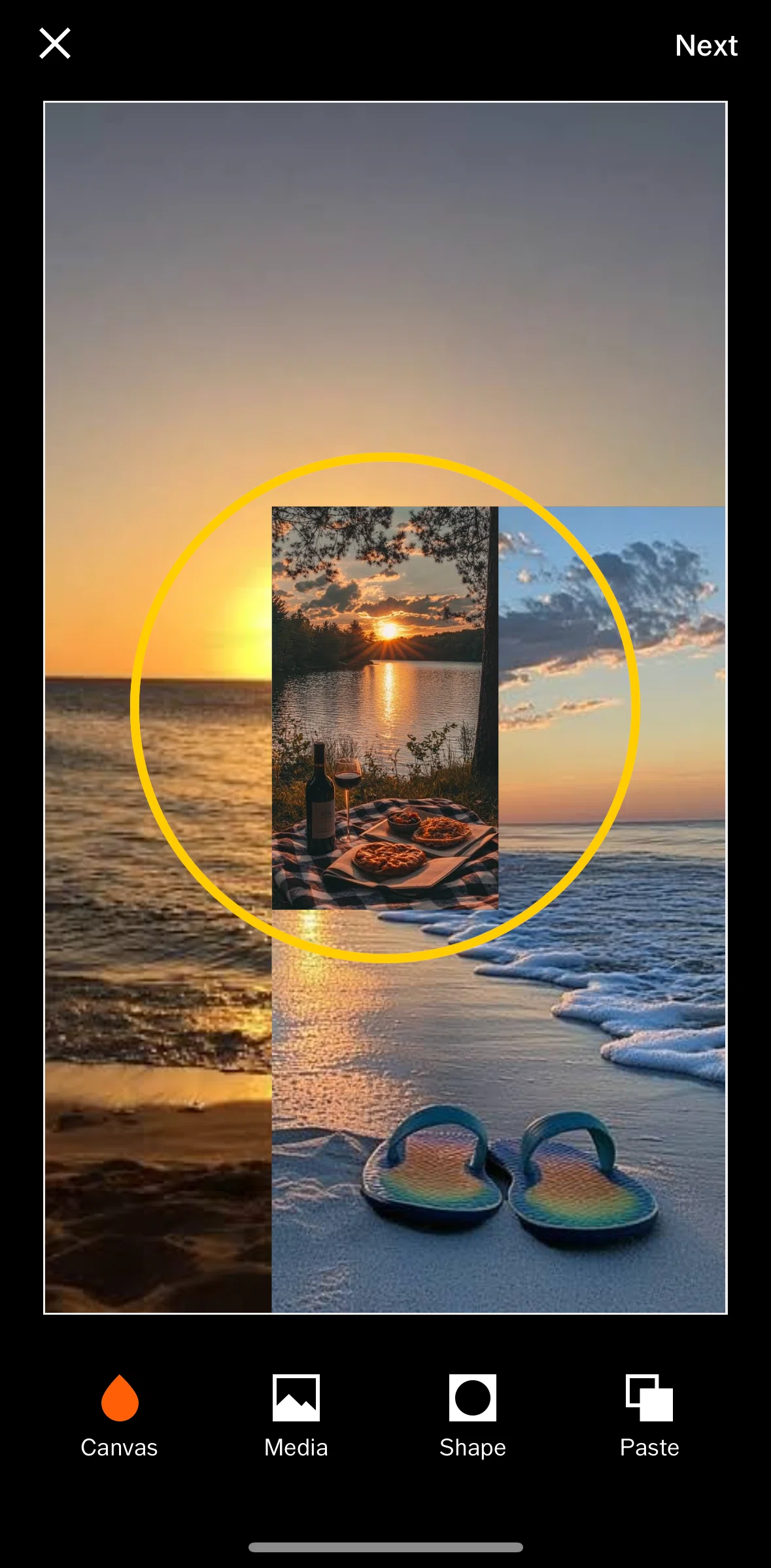 Vsco Screen screen in the Posting a collage flow