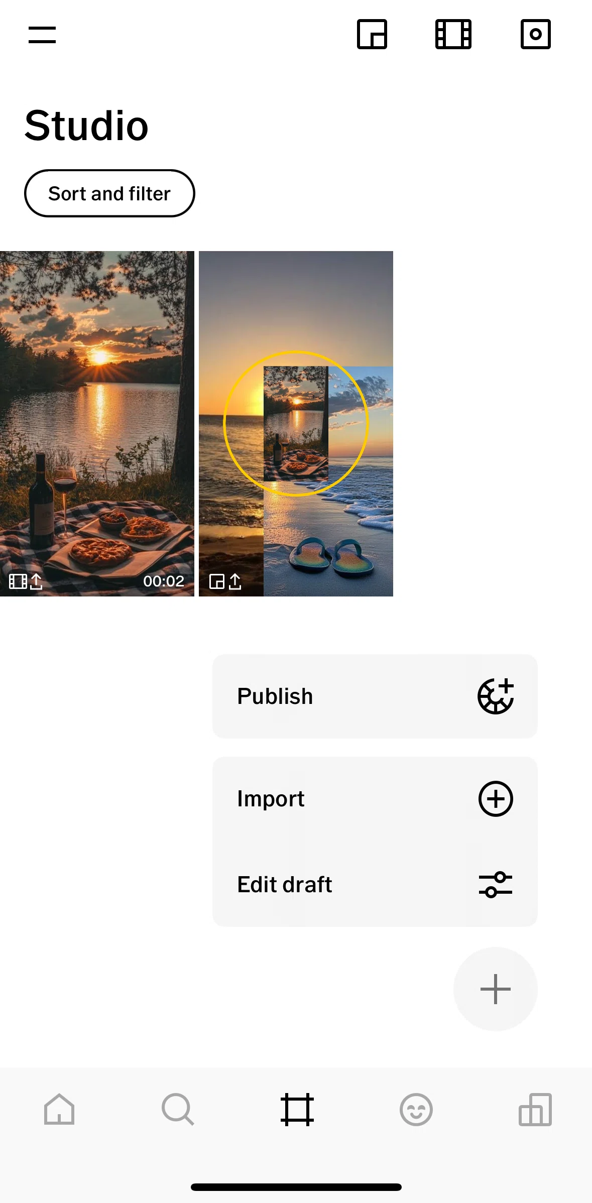 Vsco Screen screen in the Publishing a draft flow