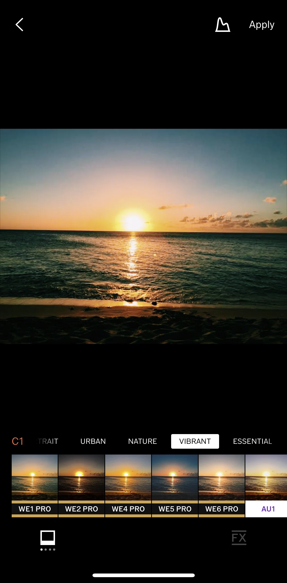 Vsco Screen screen in the Switching view (preset) flow