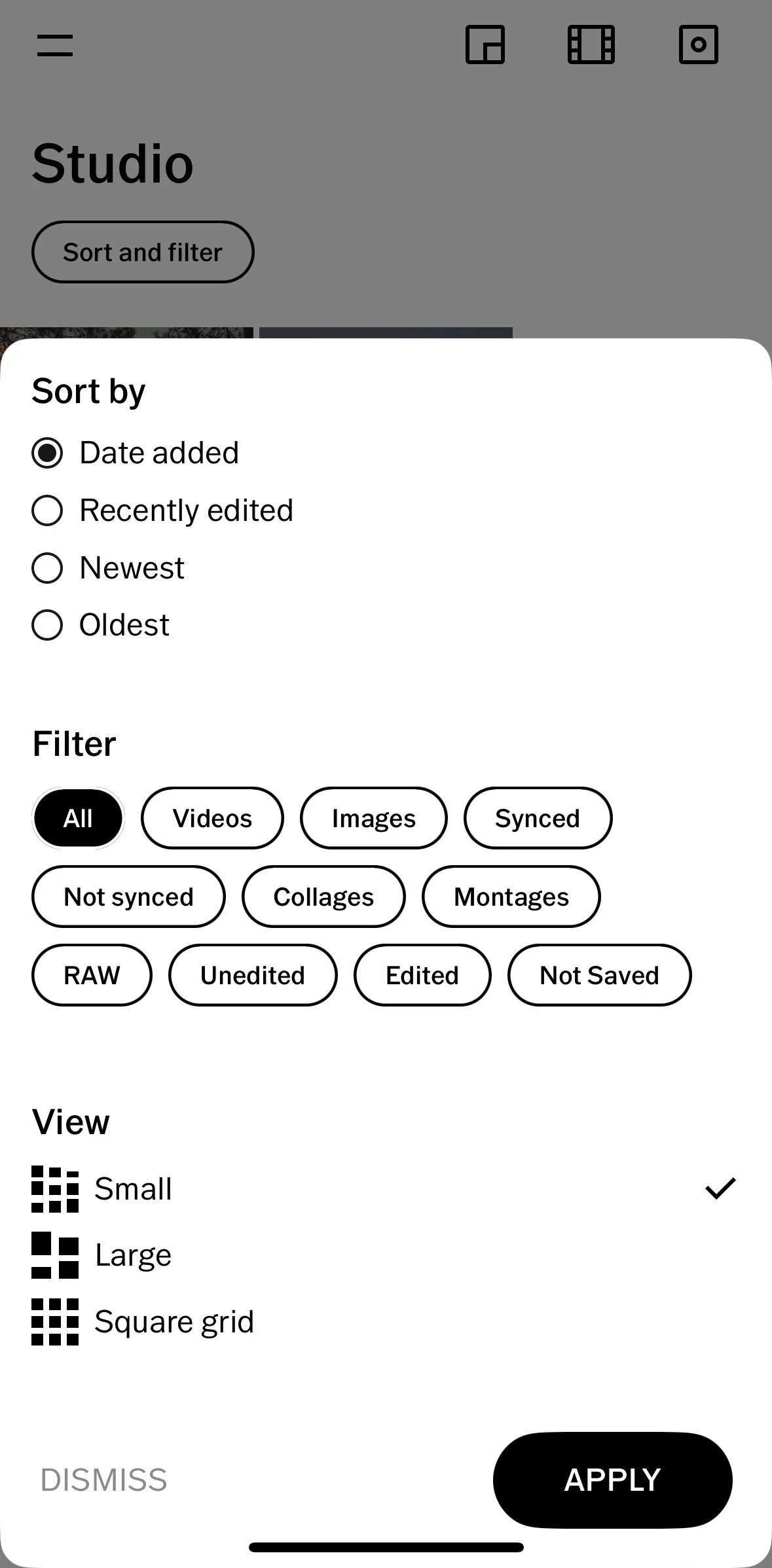 Vsco Screen screen in the Switching view flow