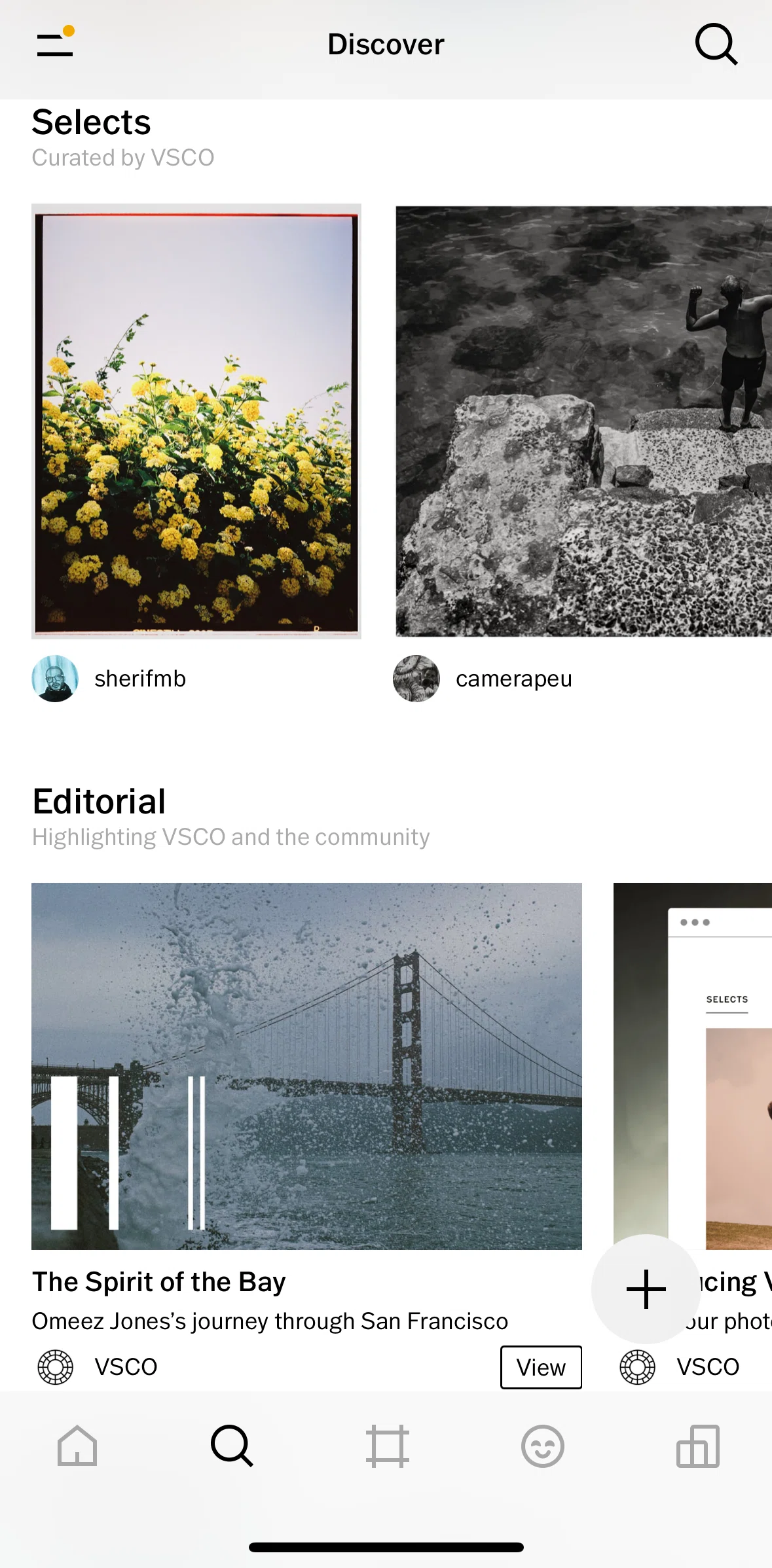 Vsco Screen screen in the View a journal flow