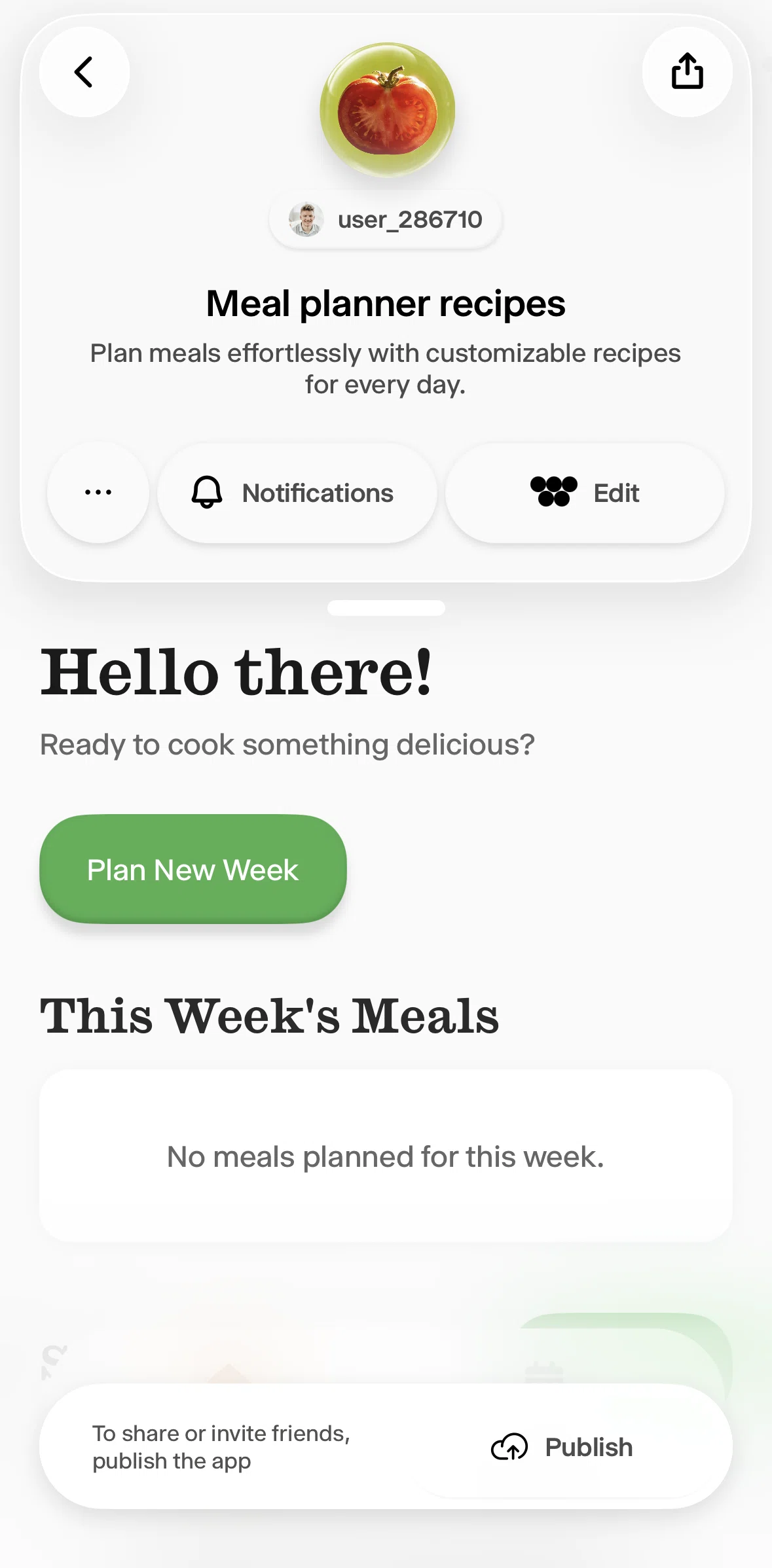 Wabi Screen screen in the Publishing an app flow