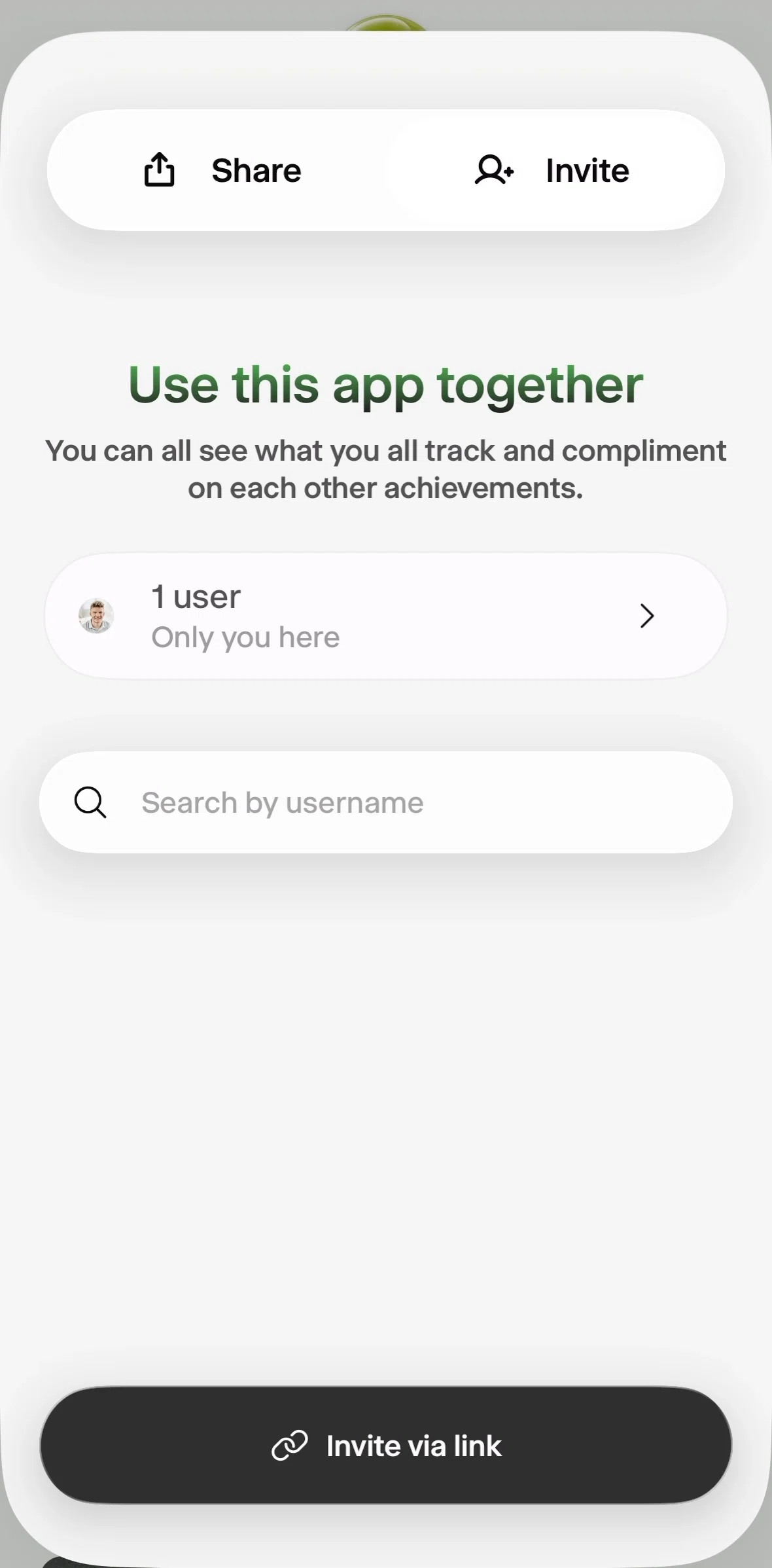 Wabi Screen screen in the User (share) flow