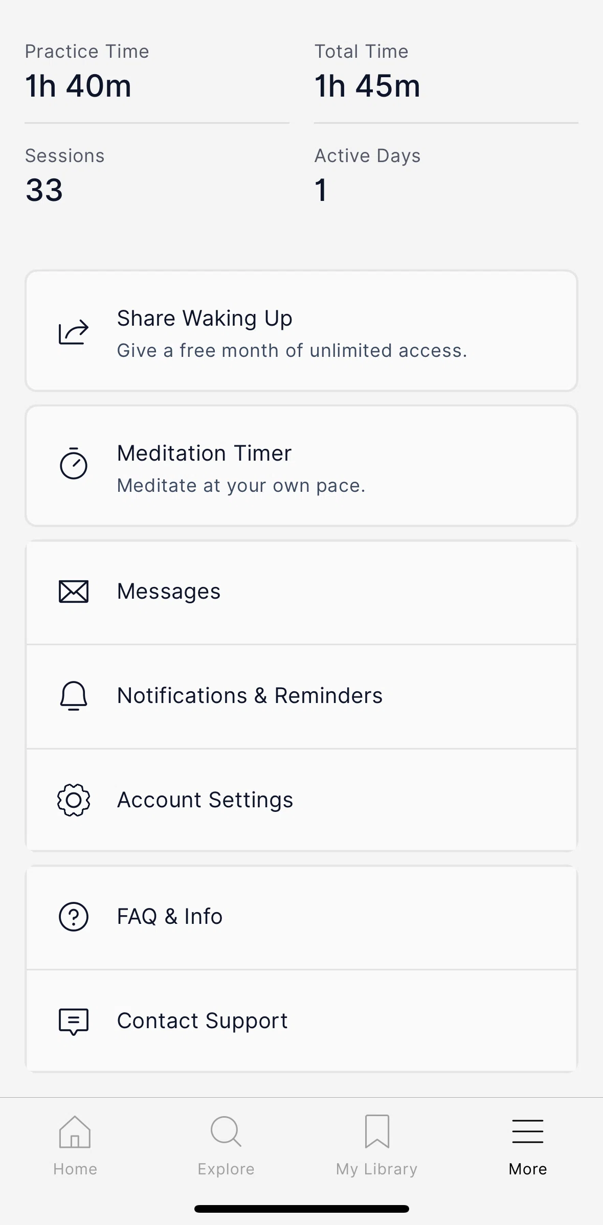 Waking Up Screen screen in the Contact support flow