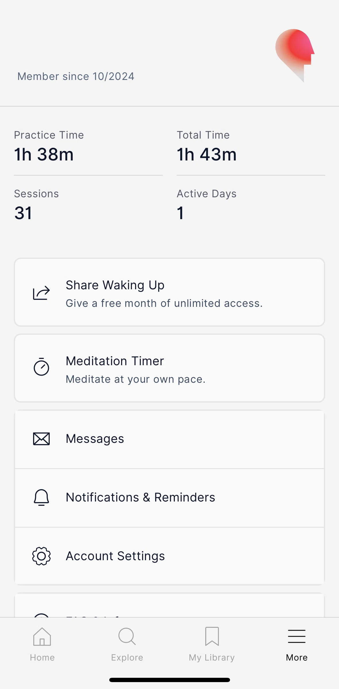 Waking Up Screen screen in the Share Waking Up flow