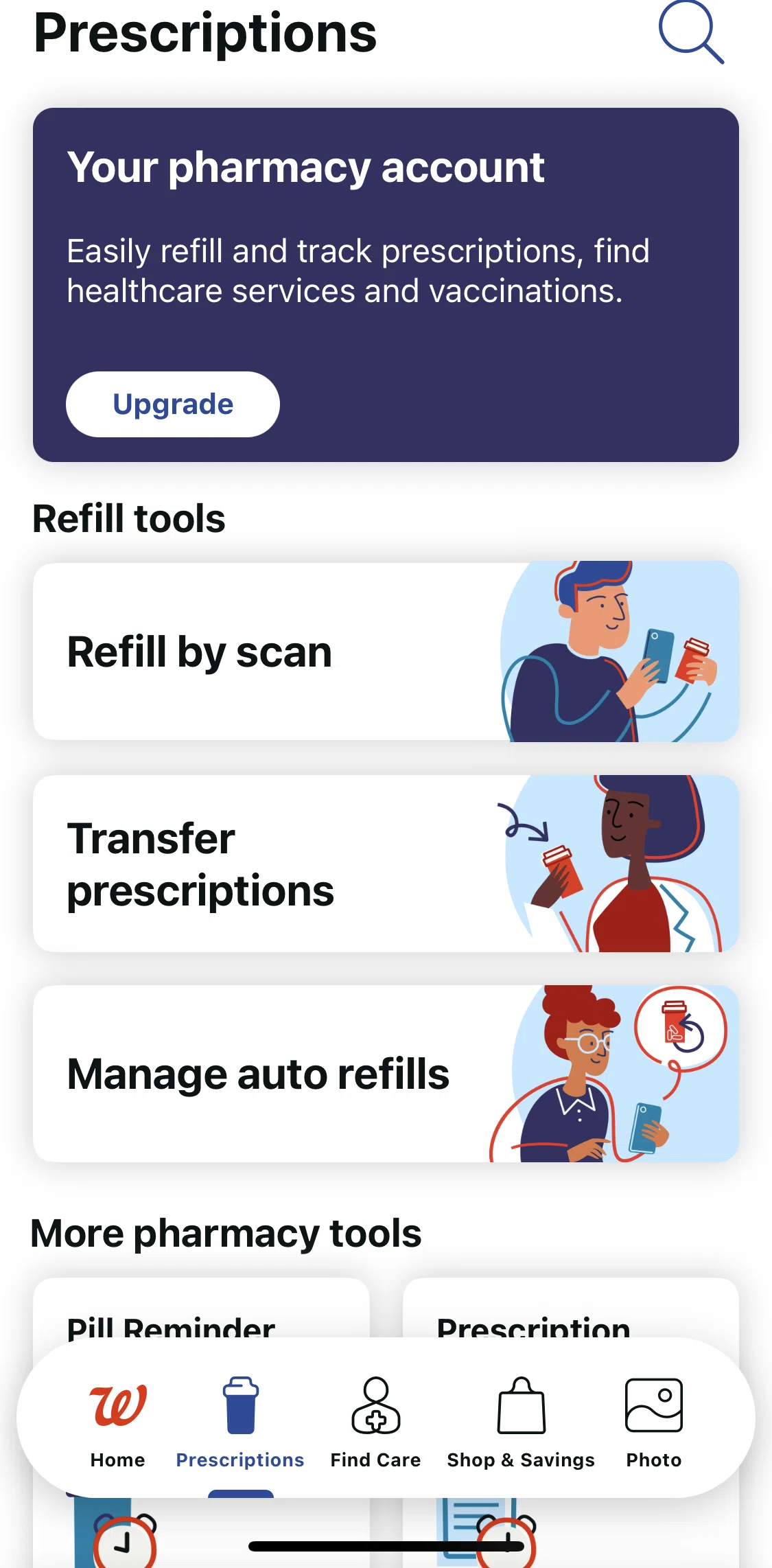 Walgreens Screen screen in the Prescriptions flow