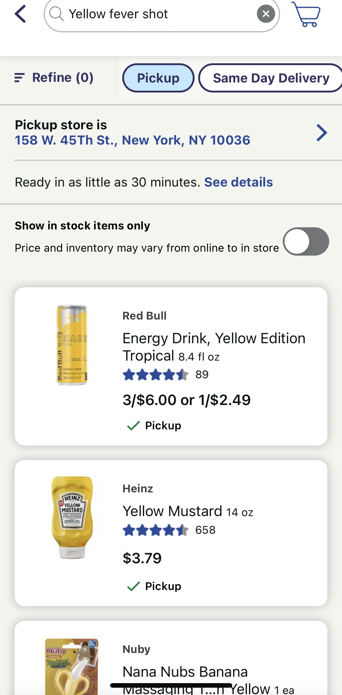 Walgreens Screen screen in the Product detail flow