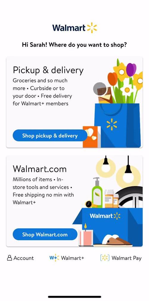 Walmart Select shop type screen in the Cancelling Your Subscription flow
