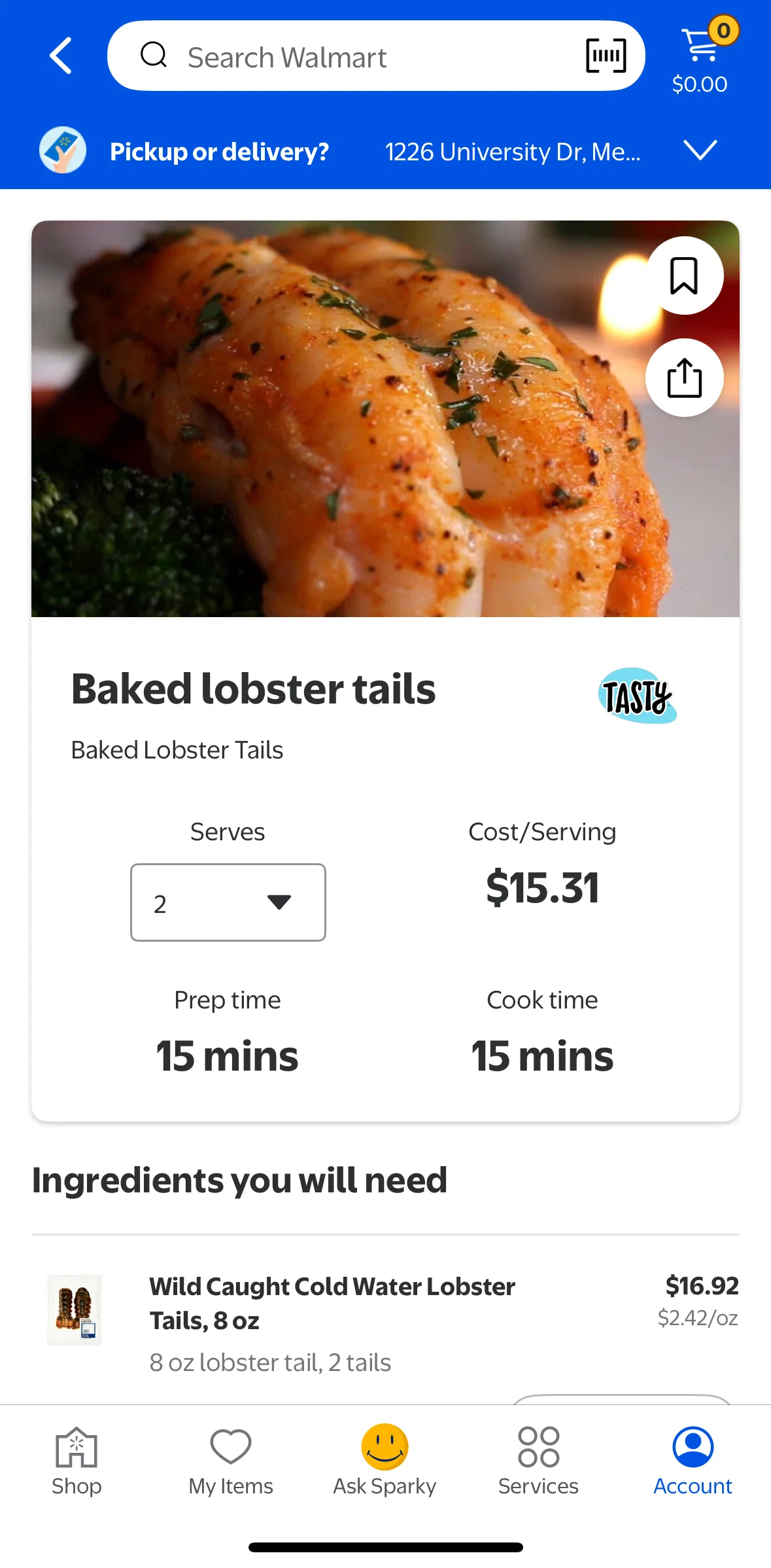 Walmart Screen screen in the Changing number of serves flow