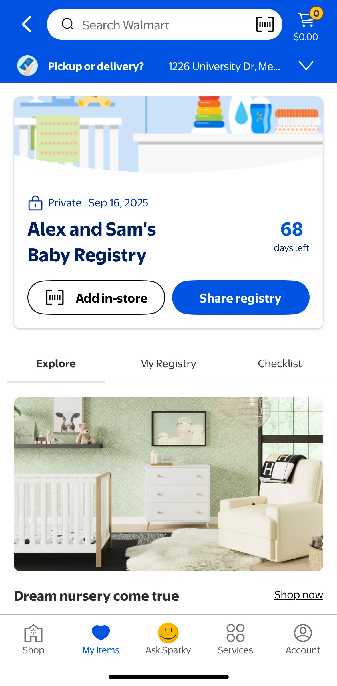 Walmart Screen screen in the Checklist flow