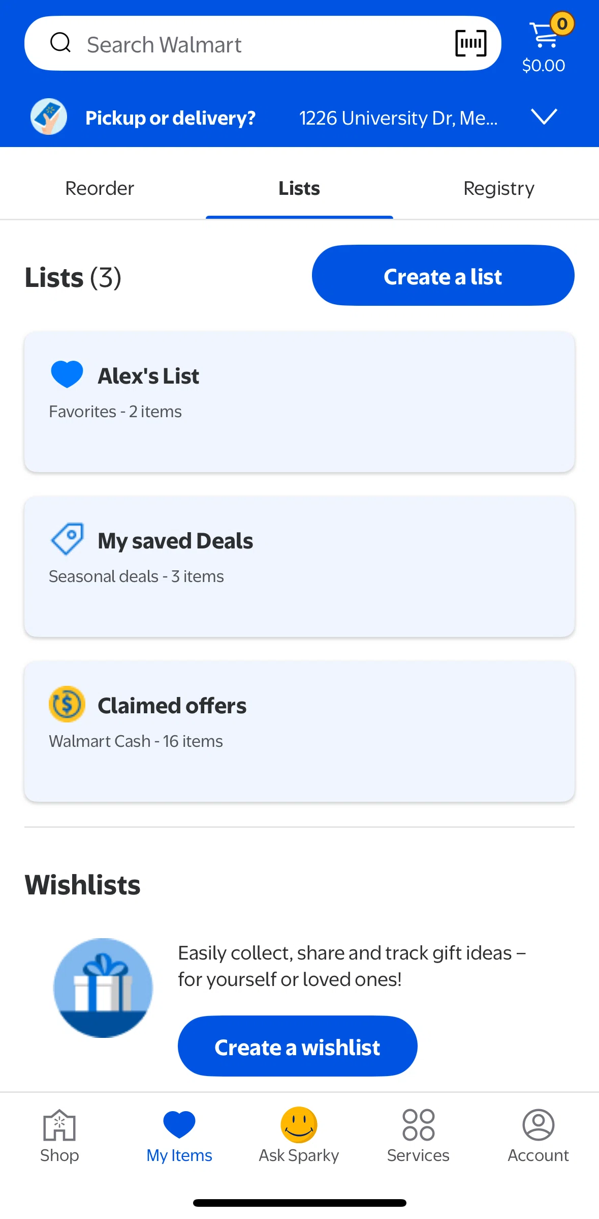 Walmart Screen screen in the List detail flow
