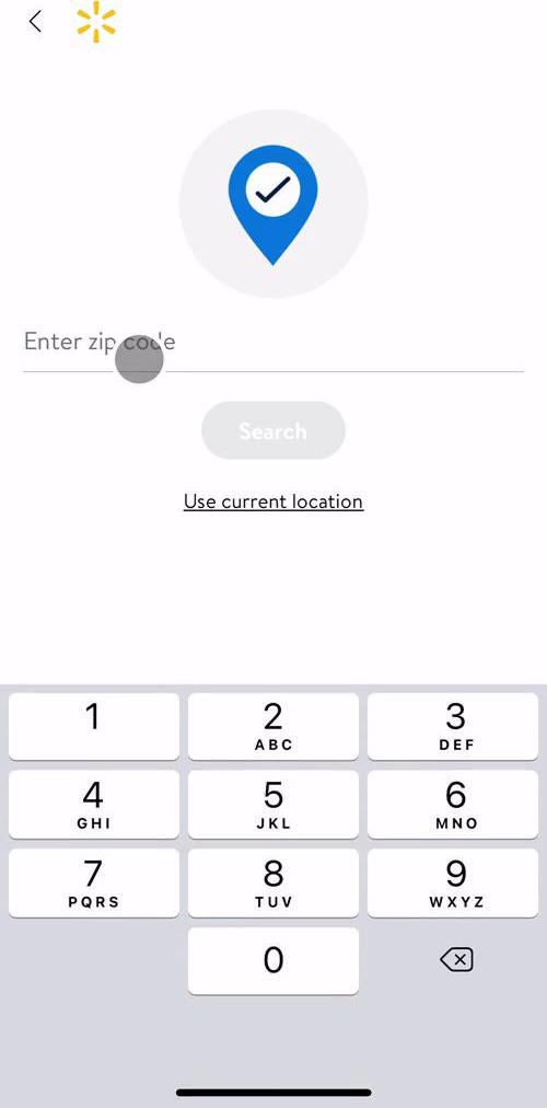 Walmart Set location screen in the Onboarding flow
