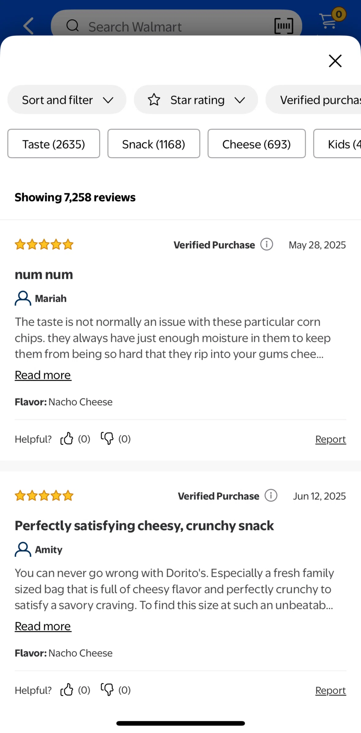 Walmart Screen screen in the Reporting a review flow