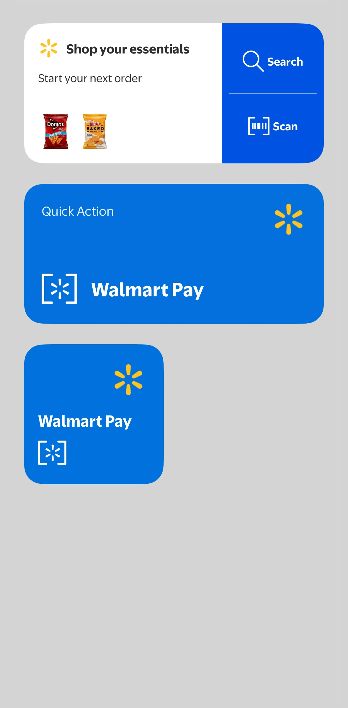 Walmart Screen screen in the Widgets flow