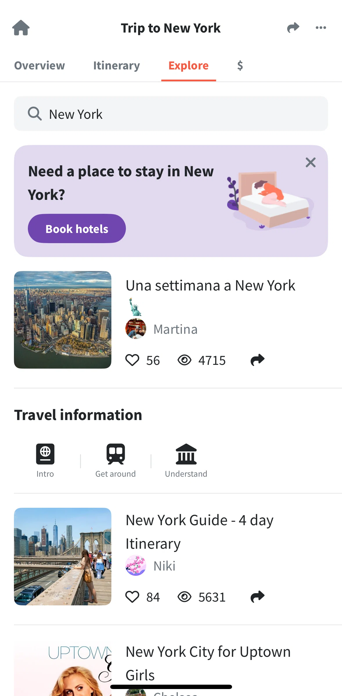Wanderlog Screen screen in the Article detail (plan) flow