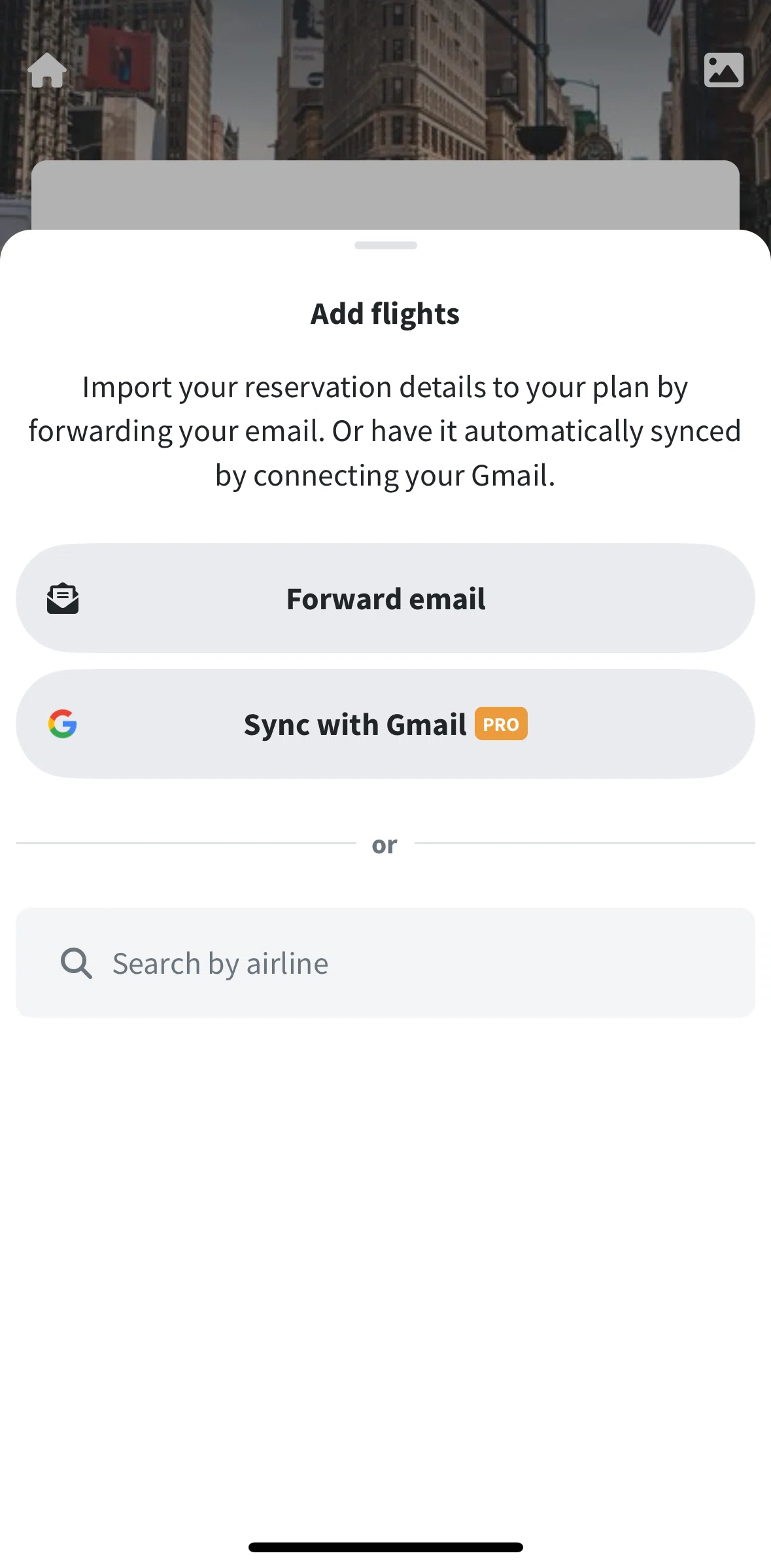 Wanderlog Screen screen in the Copying an email flow