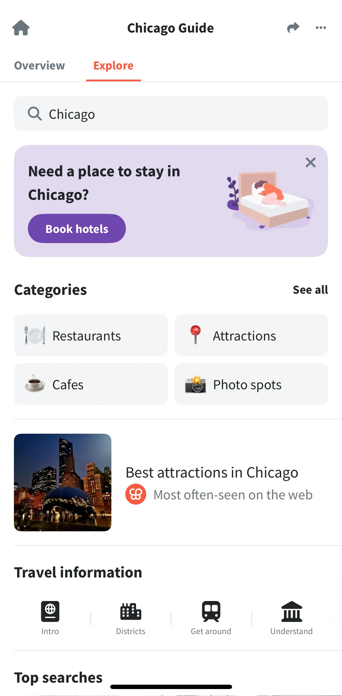 Wanderlog Screen screen in the Explore (guide) flow