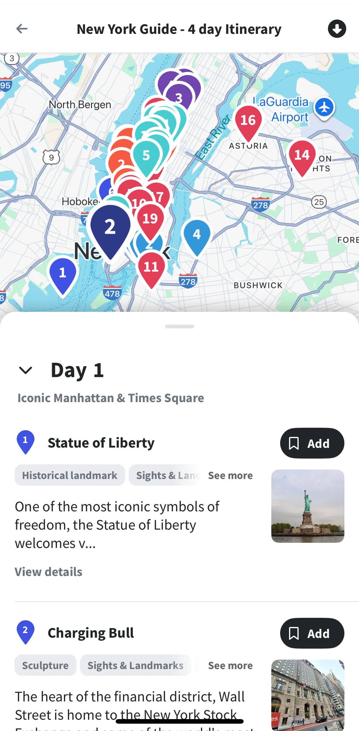 Wanderlog Screen screen in the Location detail (article detail) flow