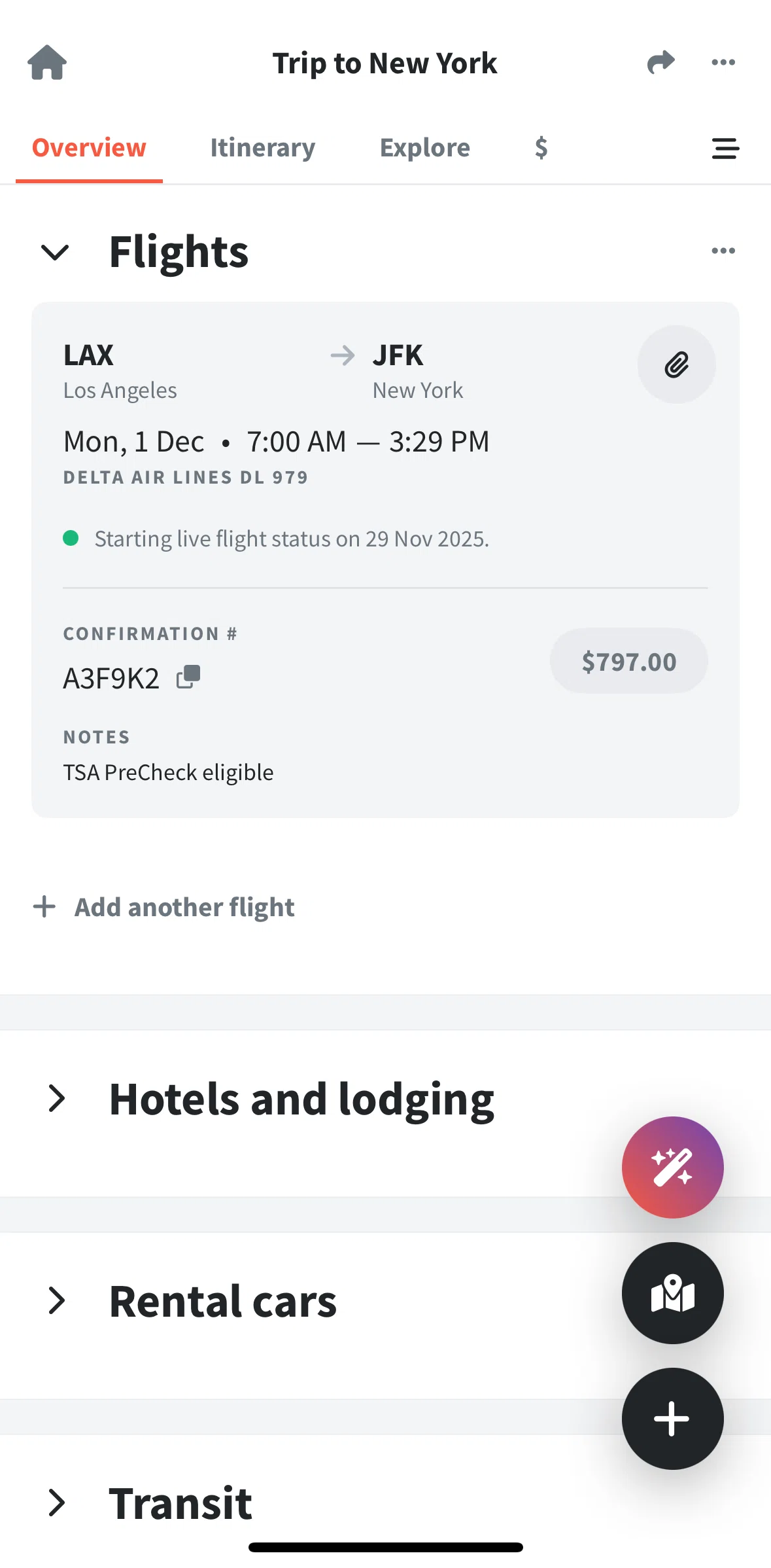 Wanderlog Screen screen in the Opening an attachment flow