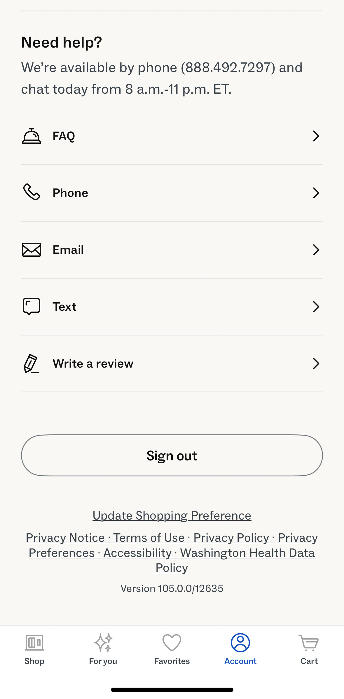 Warby Parker Screen screen in the FAQ flow