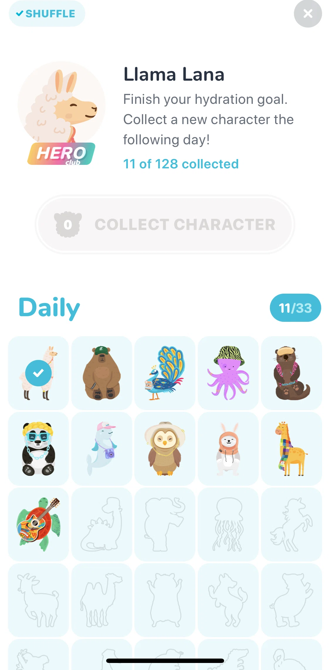 Waterllama Screen screen in the Changing characters flow