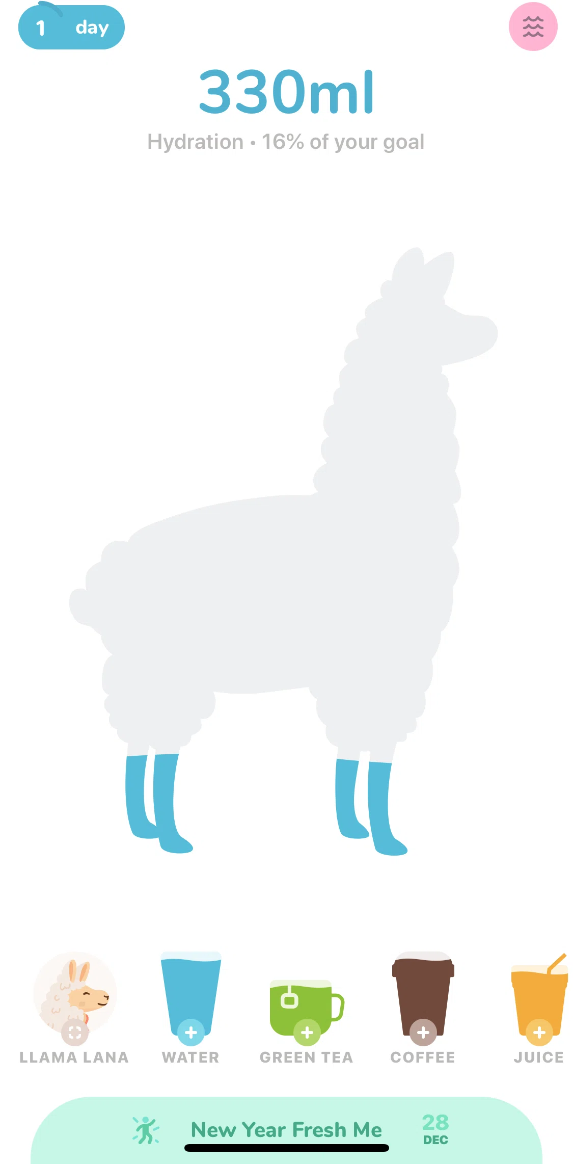 Waterllama Screen screen in the Characters collection flow