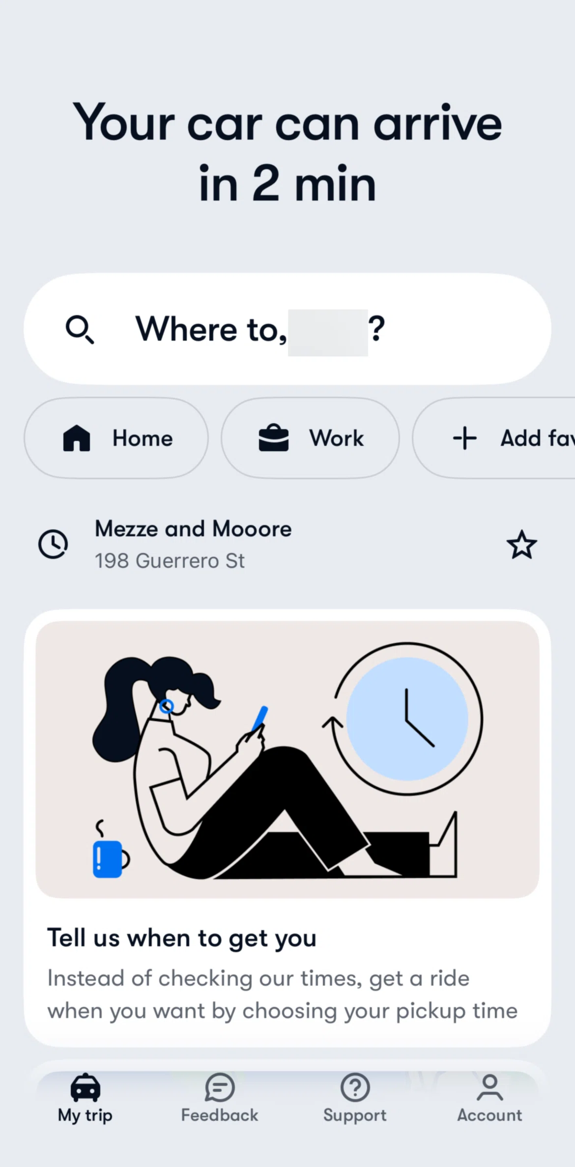 Waymo Screen screen in the Booking a ride flow