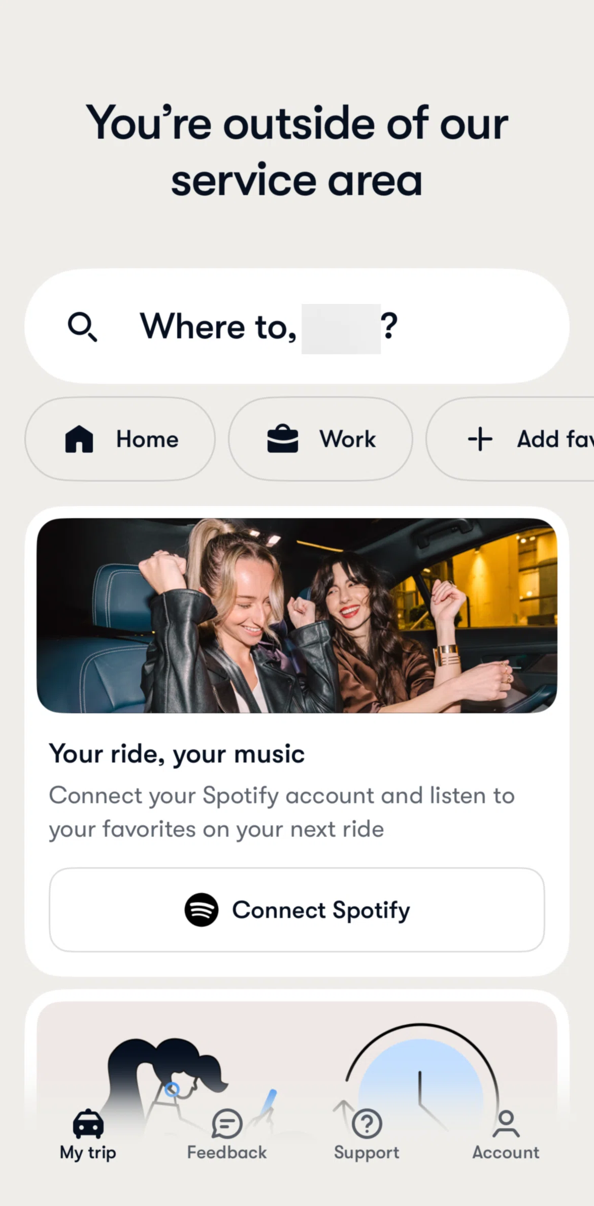 Waymo Screen screen in the Connecting to Spotify flow