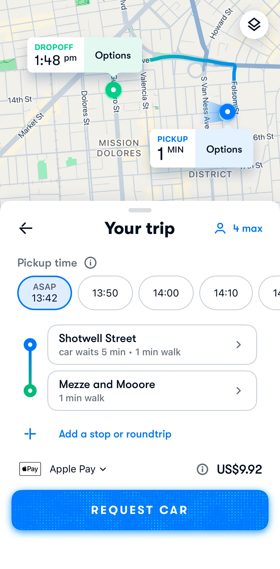 Waymo Screen screen in the Switching map view flow